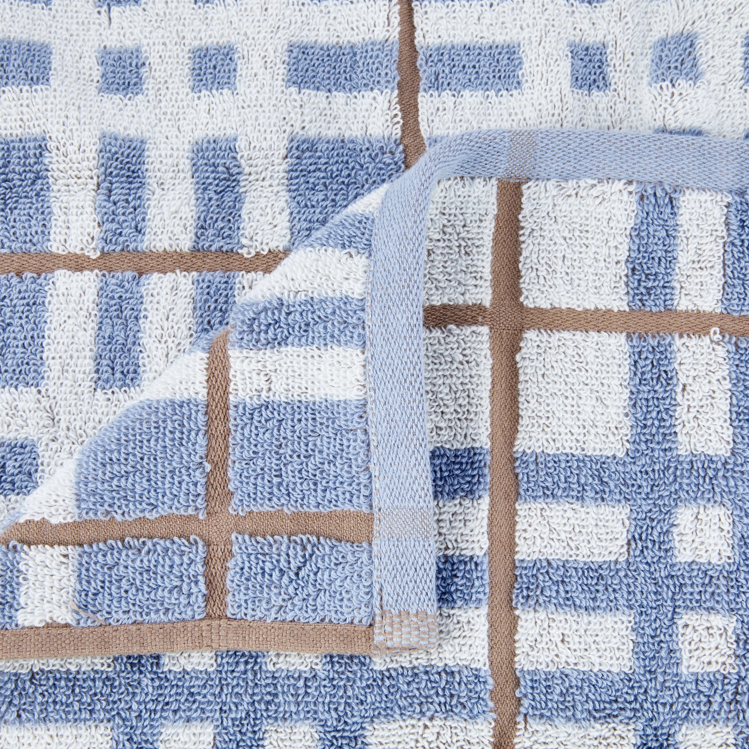 2 Cotton Check Hand Towel - Blue, 2 of 5