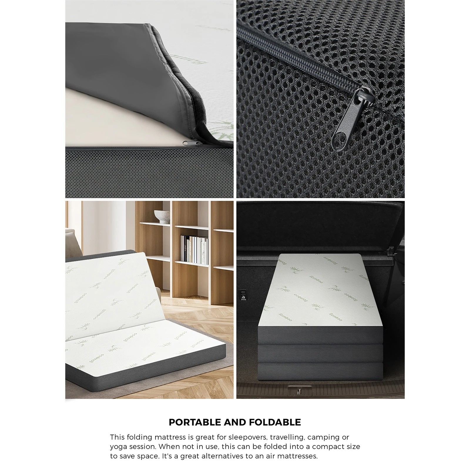 7 Bedra Bedding Folding Foam Mattress Bamboo Portable Sofa Bed Foldable Camping Mat Double - Multi, 7 of 10