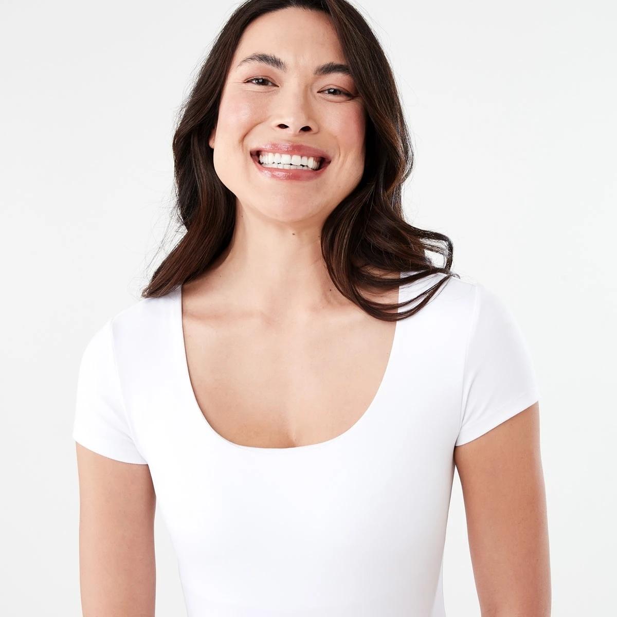5 Short Sleeve Scoop Neck Bodysuit WHITE, 5 of 6
