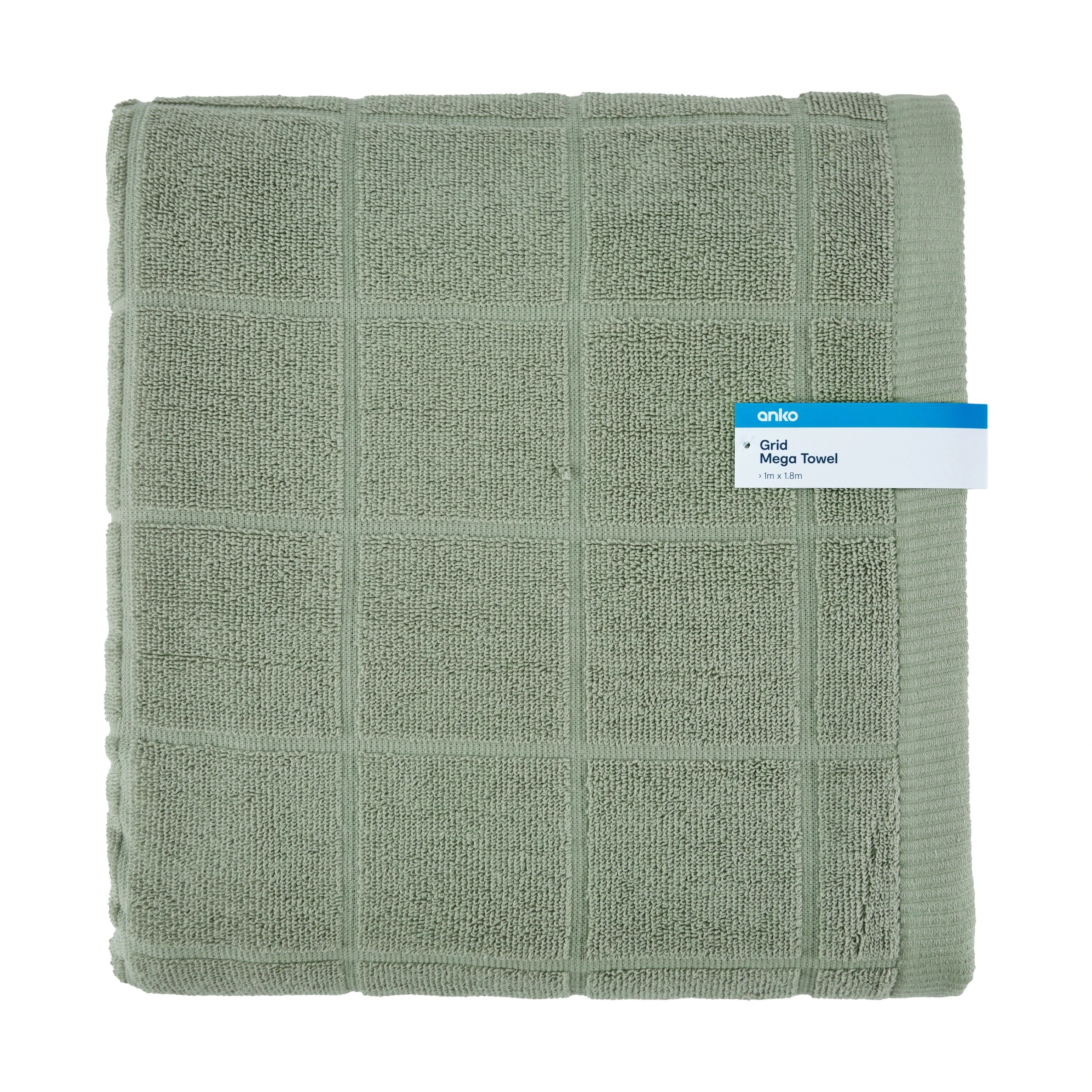 5 Cotton Grid Mega Towel - Sage, 5 of 5
