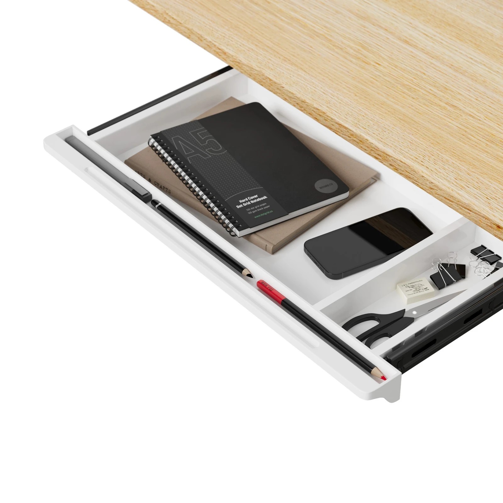 1 Oikiture Under Desk Drawer Pull-out Drawer Sliding Tray Storage Organizer
 - White, 1 of 8