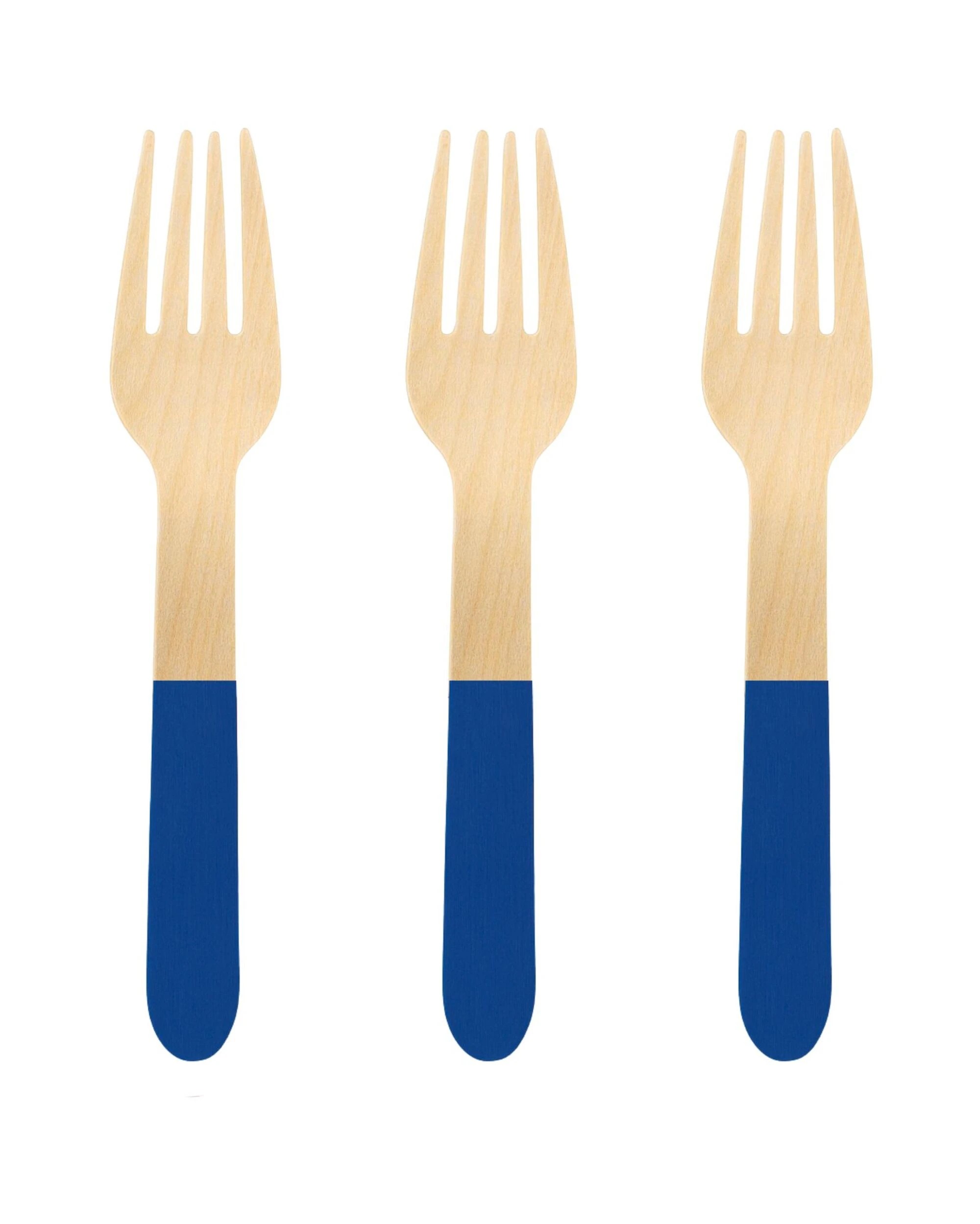 1 Alpen Wooden Dipped Forks Royal Pack of 20 - Blue, 1 of 2