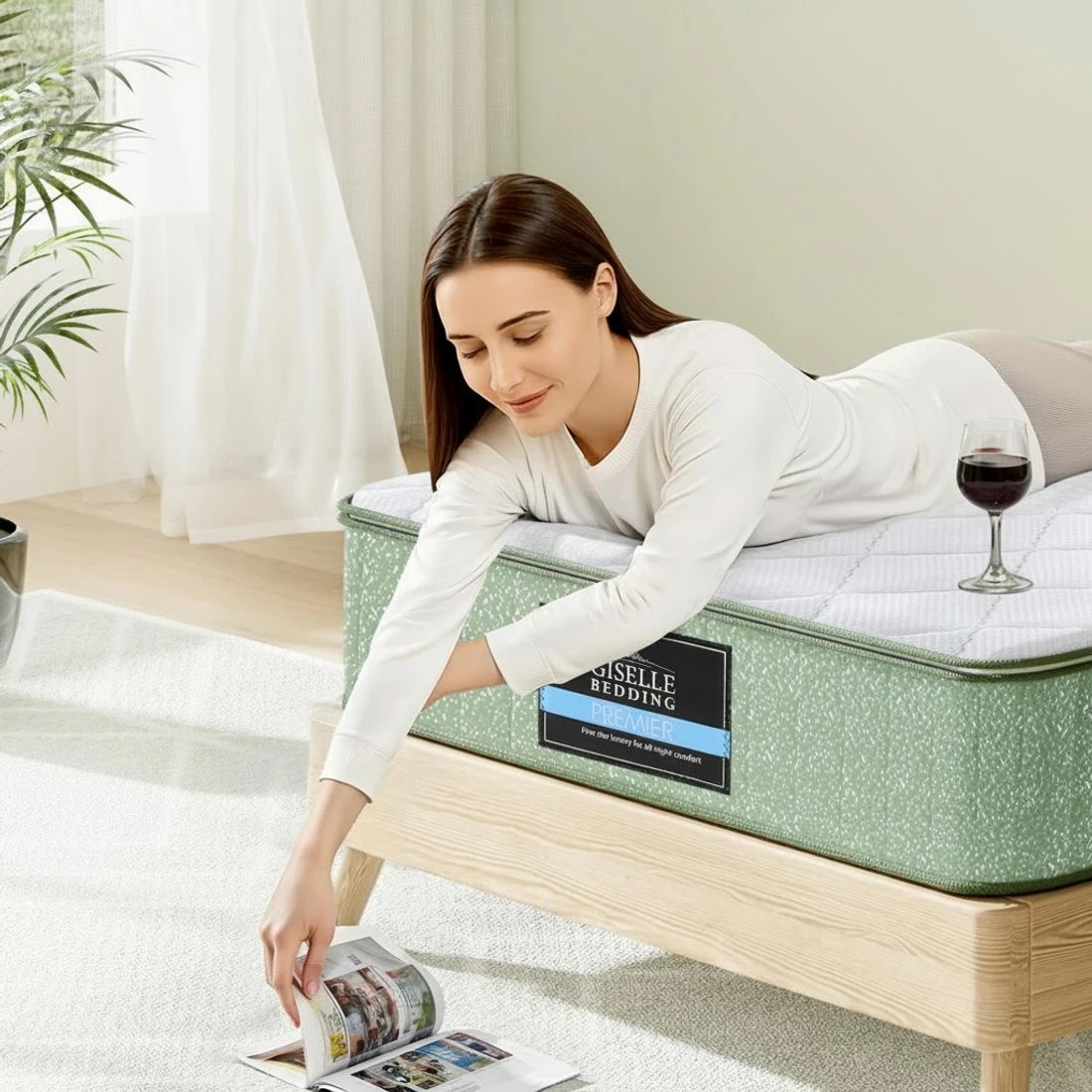 9 Giselle 25cm Memory Foam Mattress Dual Layer Zipper Cover Cool Charcoal Foam Mattresses - King Single Bed - Green, 9 of 10