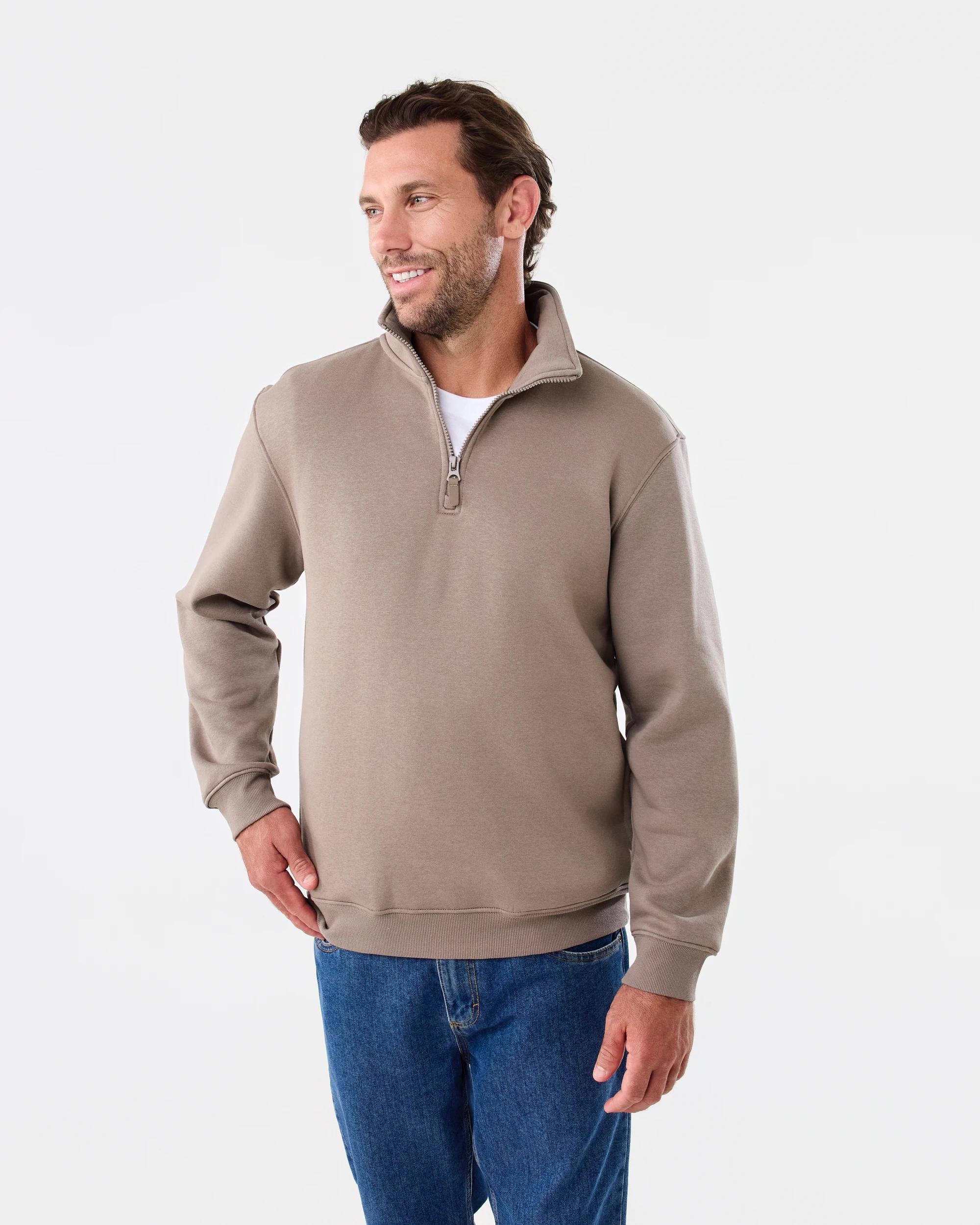 1 Quarter Zip Sweatshirt Brn Drift, 1 of 6