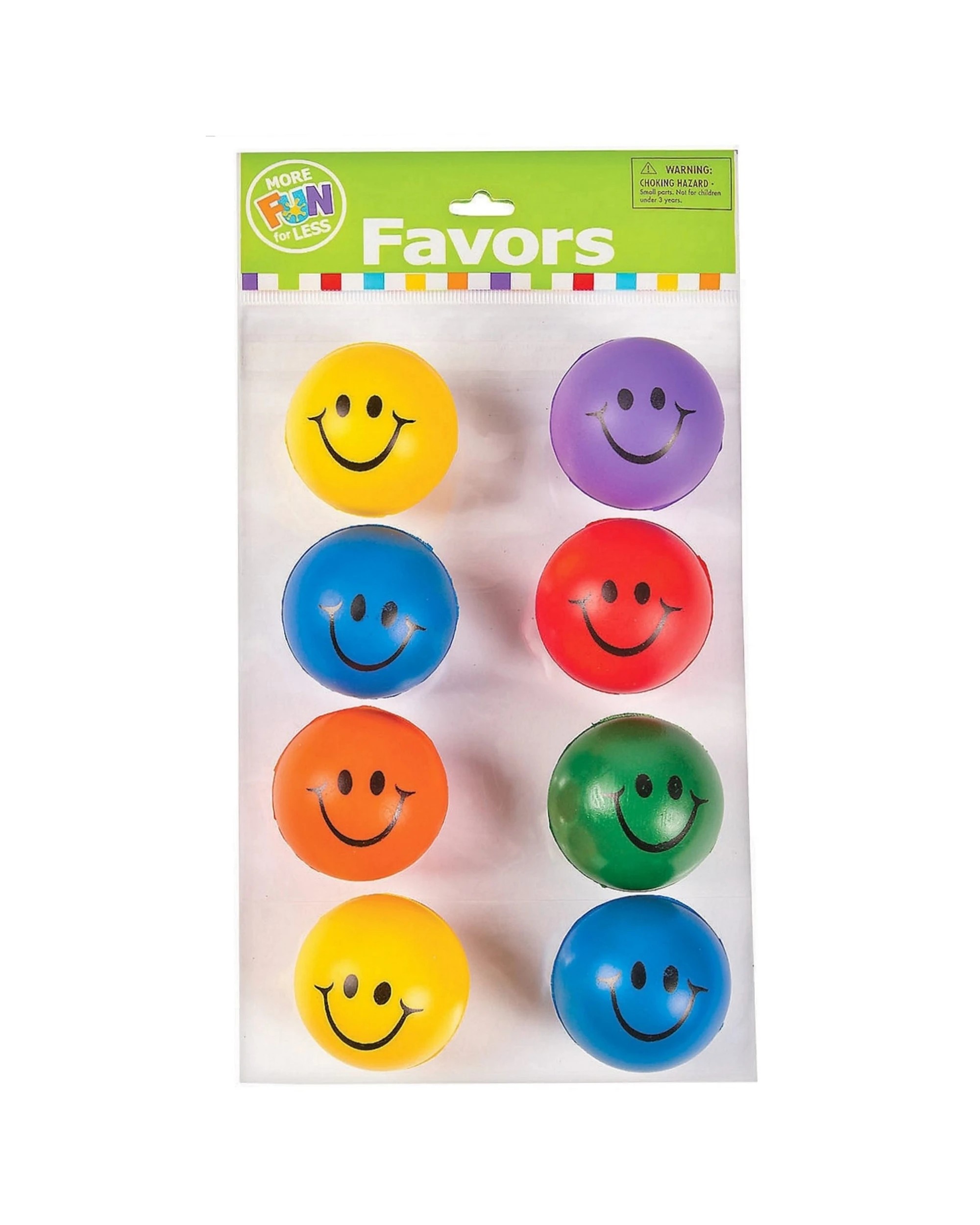 2 Partyrama Coloured Smiley Face Squishy Balls Pack of 8, 2 of 2