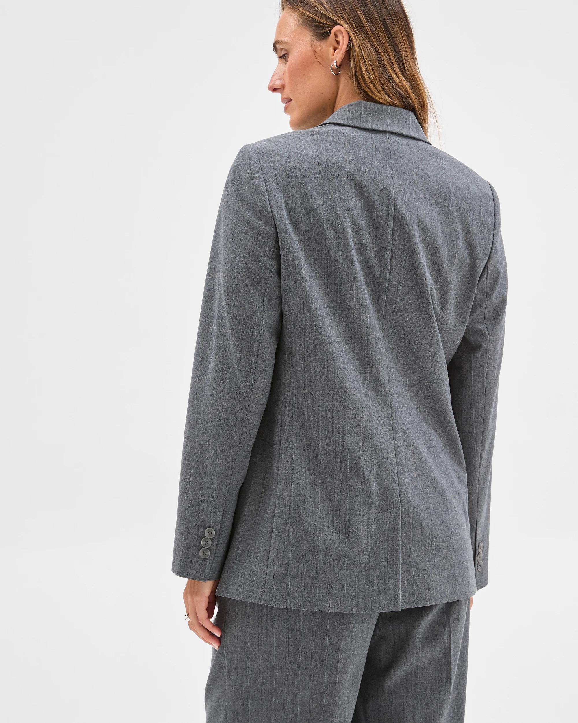 6 Preview Single Breasted Tailored Blazer GREY PINSTRIPE, 6 of 10