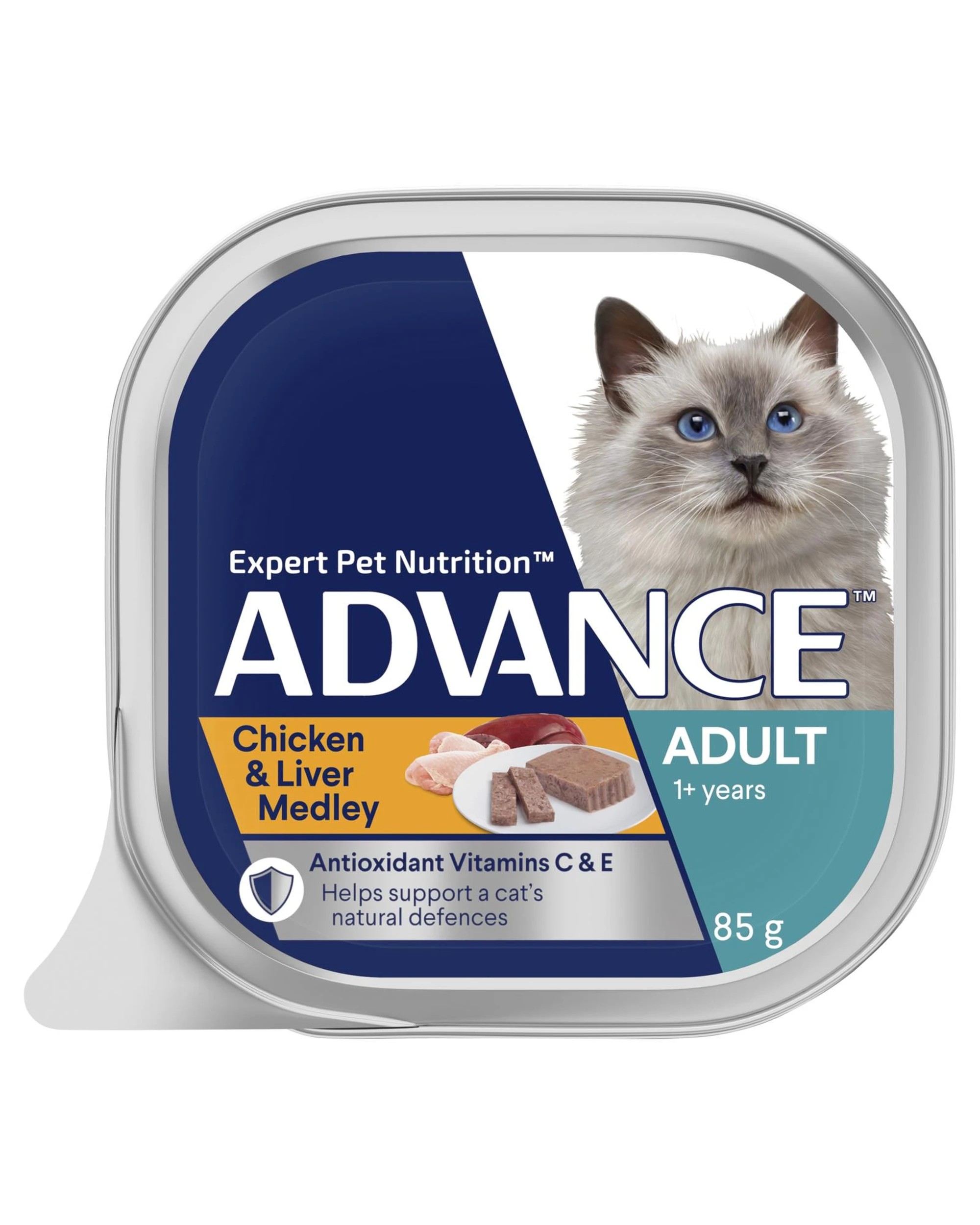 1 Advance Adult 1+ Wet Cat Food Chicken & Liver Medley 7 x 85g, 1 of 3