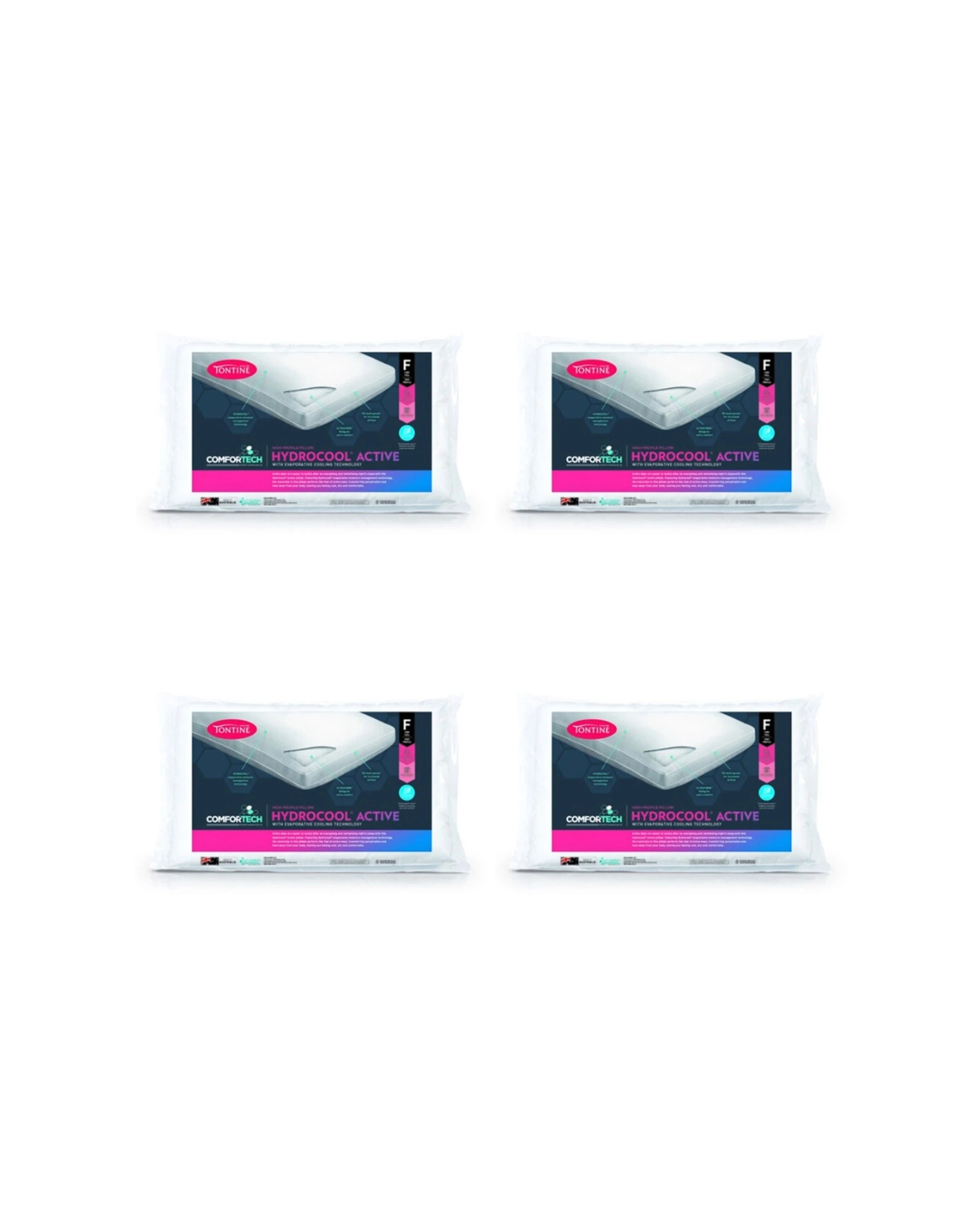 1 Tontine Comfortech Hydrocool Active Pillow Firm High Profile 4PK - White, 1 of 4