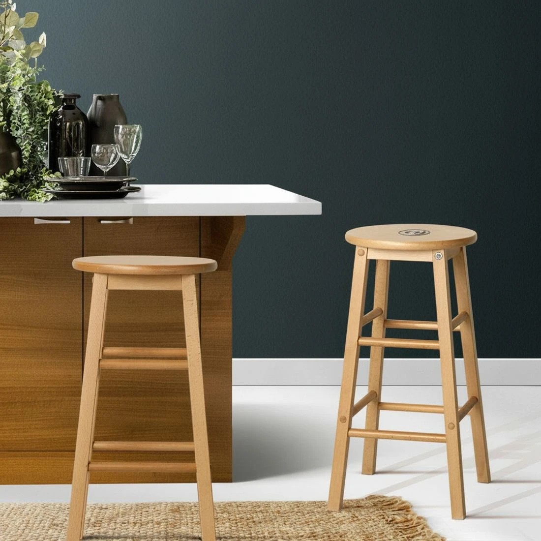 8 Artiss 2x Bar Stools Round Chairs en Nature - Natural, 8 of 10