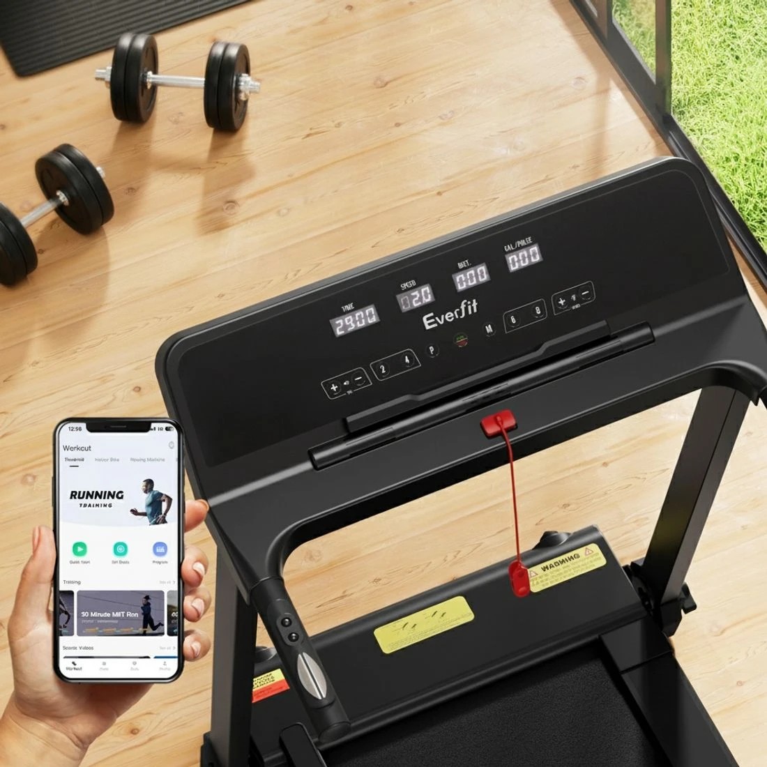 5 Everfit Treadmill Electric Home Gym Fitness Exercise Knob Foldable 420mm - Black, 5 of 6