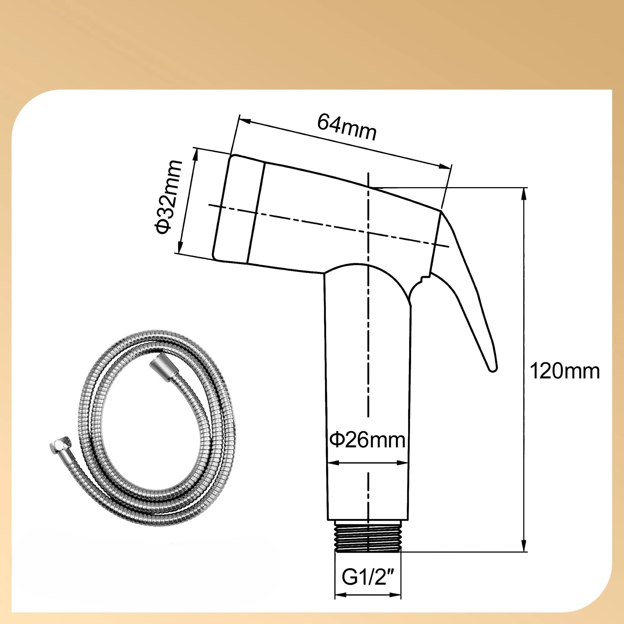 2 Cefito Handheld Bidet Sprayer for Toilet 1.5m Hose Jet Spray Attachment - Silver, 2 of 7
