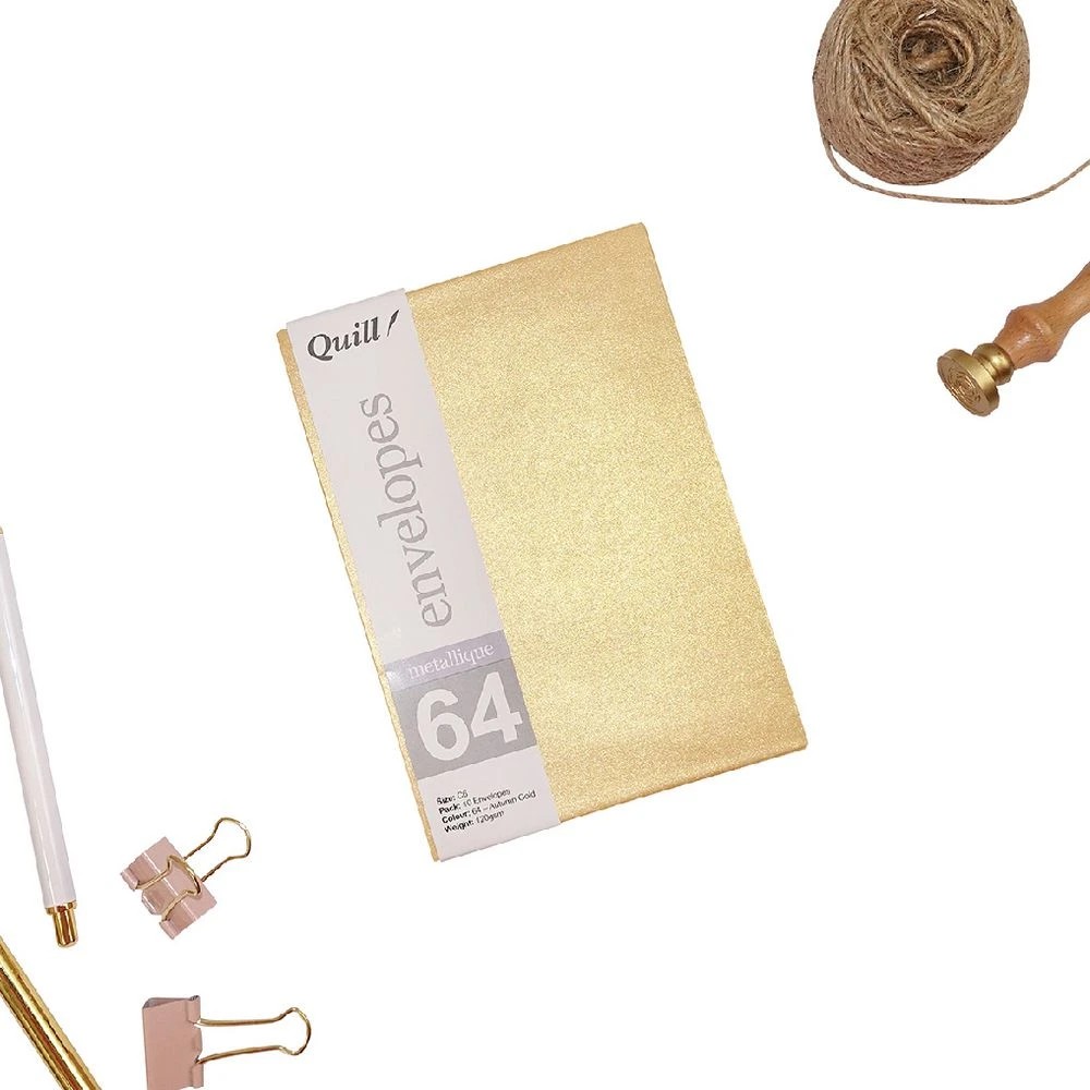 3 Quill C6 Envelopes Metallique Autumn Gold 10 Pack, 3 of 5