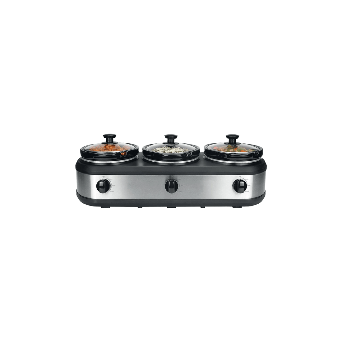 1 Healthy Choice 405w Electric 3 Pot Slow Cooker/2.5l Ceramic Cooking Pots - Silver, 1 of 6