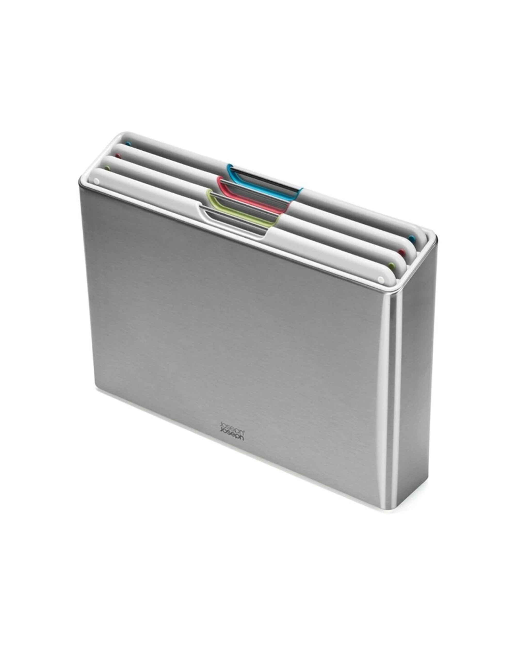 1 Joseph Joseph Folio 4pc Stainless Steel Chopping Board Set Organiser Stone - Natural, 1 of 7