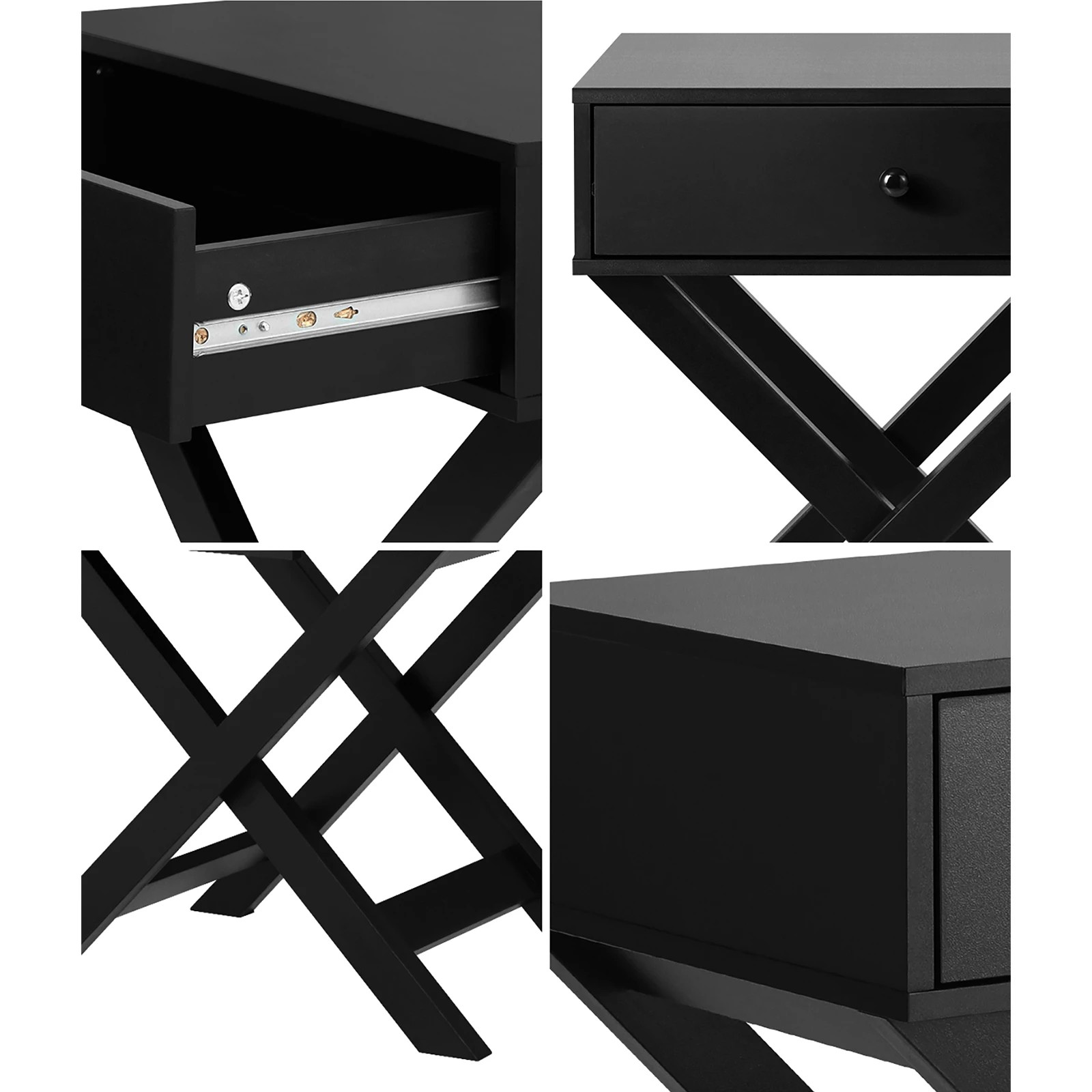 4 Oikiture Bedside Table Drawer Side Table Bedroom Storage Cabinet
 - Black, 4 of 10