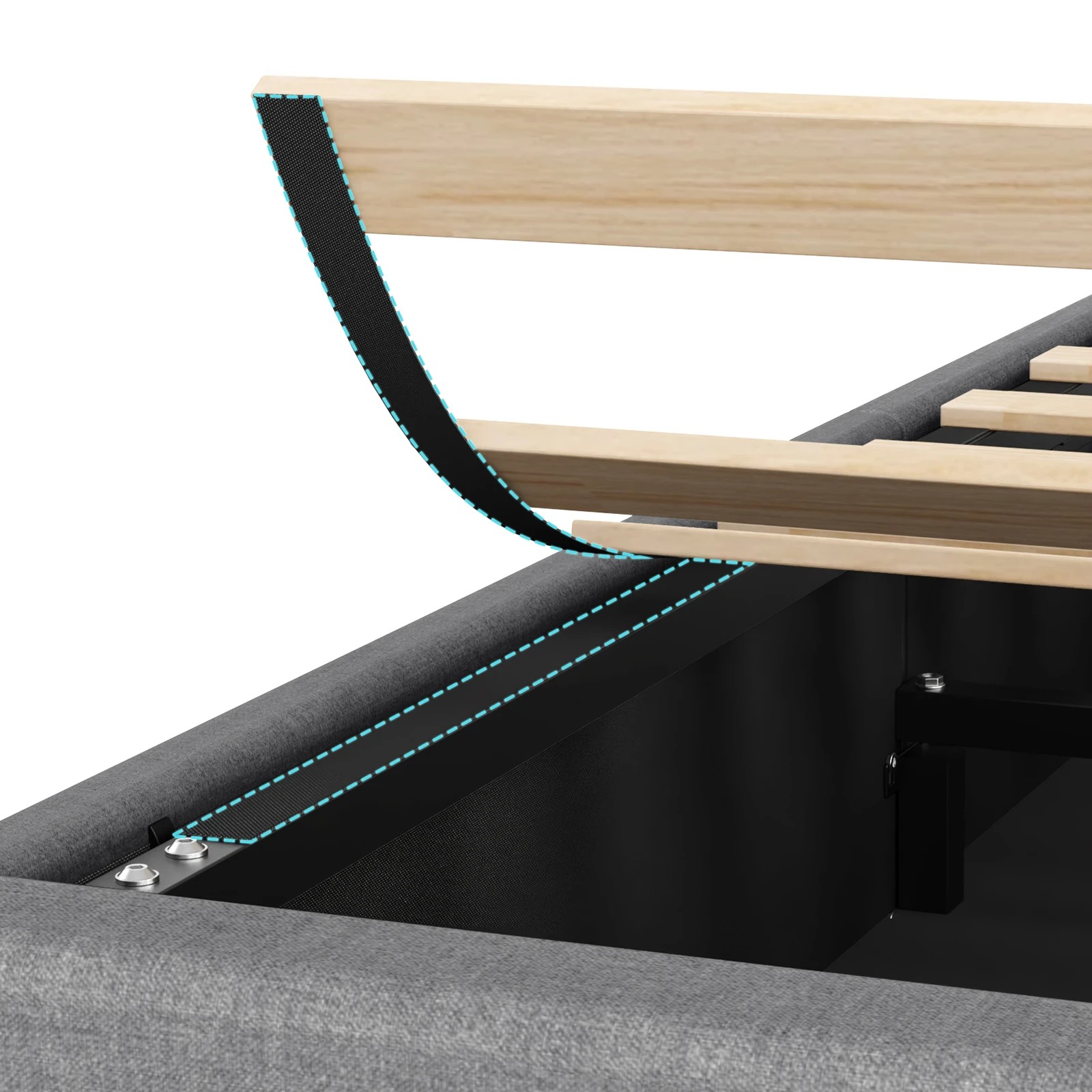 9 Alfordson Bed Frame Double Gas Lift Storage Adjustable Headboard Luria - Grey, 9 of 10