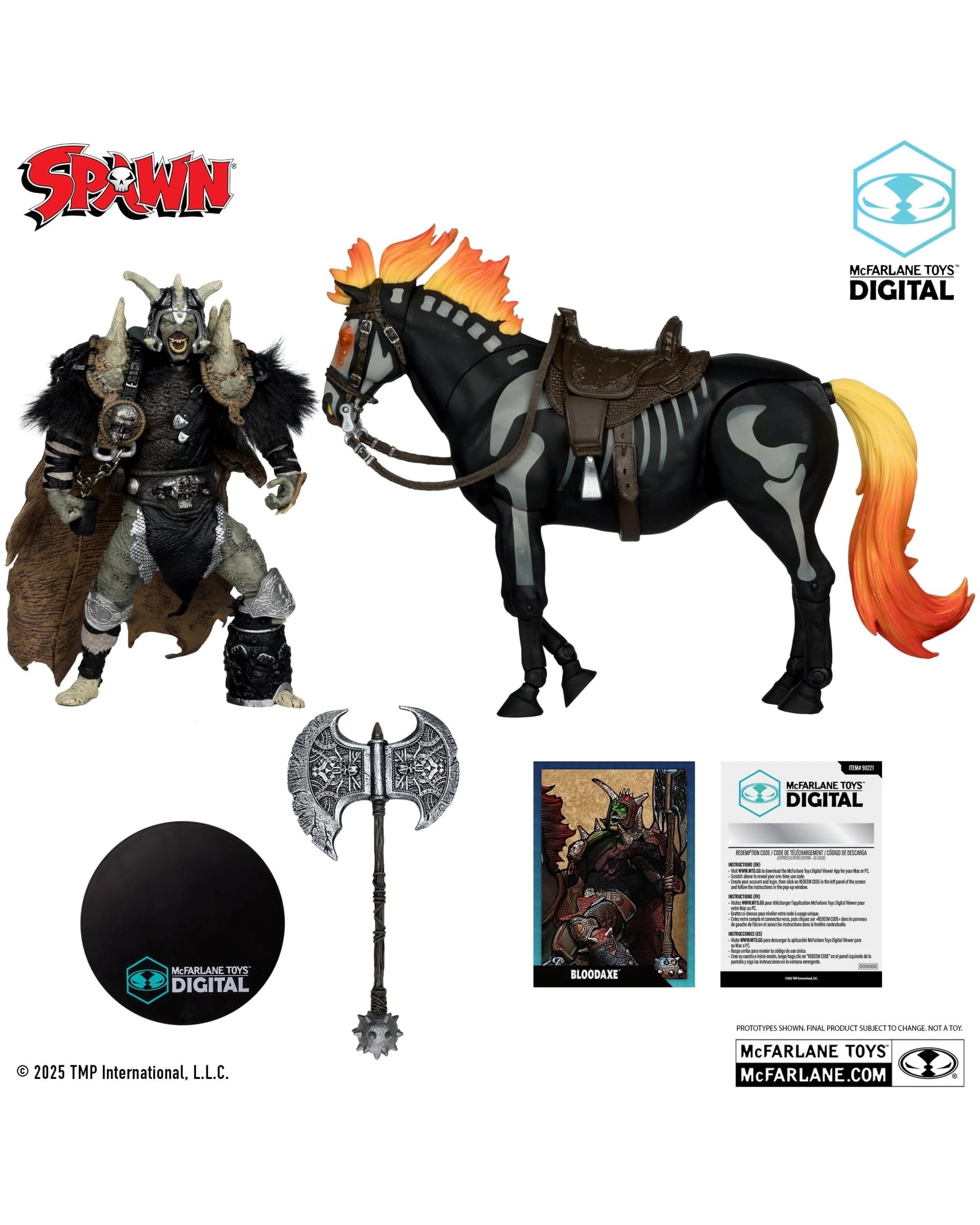 2 Mcfarlane Digital Gold Label Spawn the Dark Ages Bloodaxe with Horse 7 inch Figure 2 Pack with Digital Collectable, 2 of 10