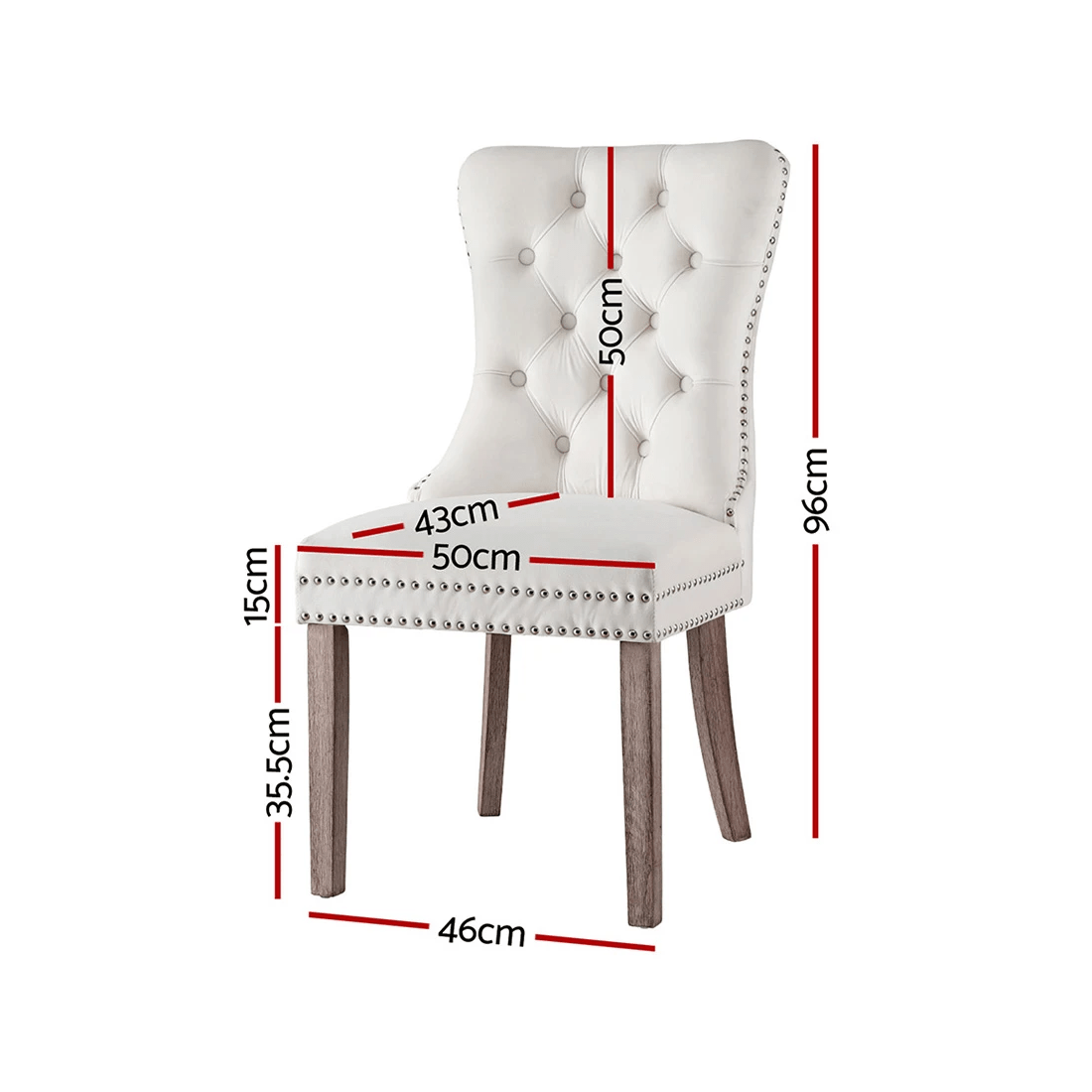 2 1 Set of 4 Artiss Dining Chairs Velvet - White, 2 of 6