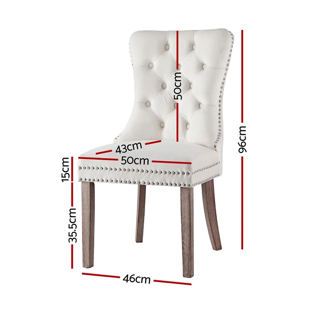 2 1 Set of 4 Artiss Dining Chairs Velvet - Beige, 2 of 5