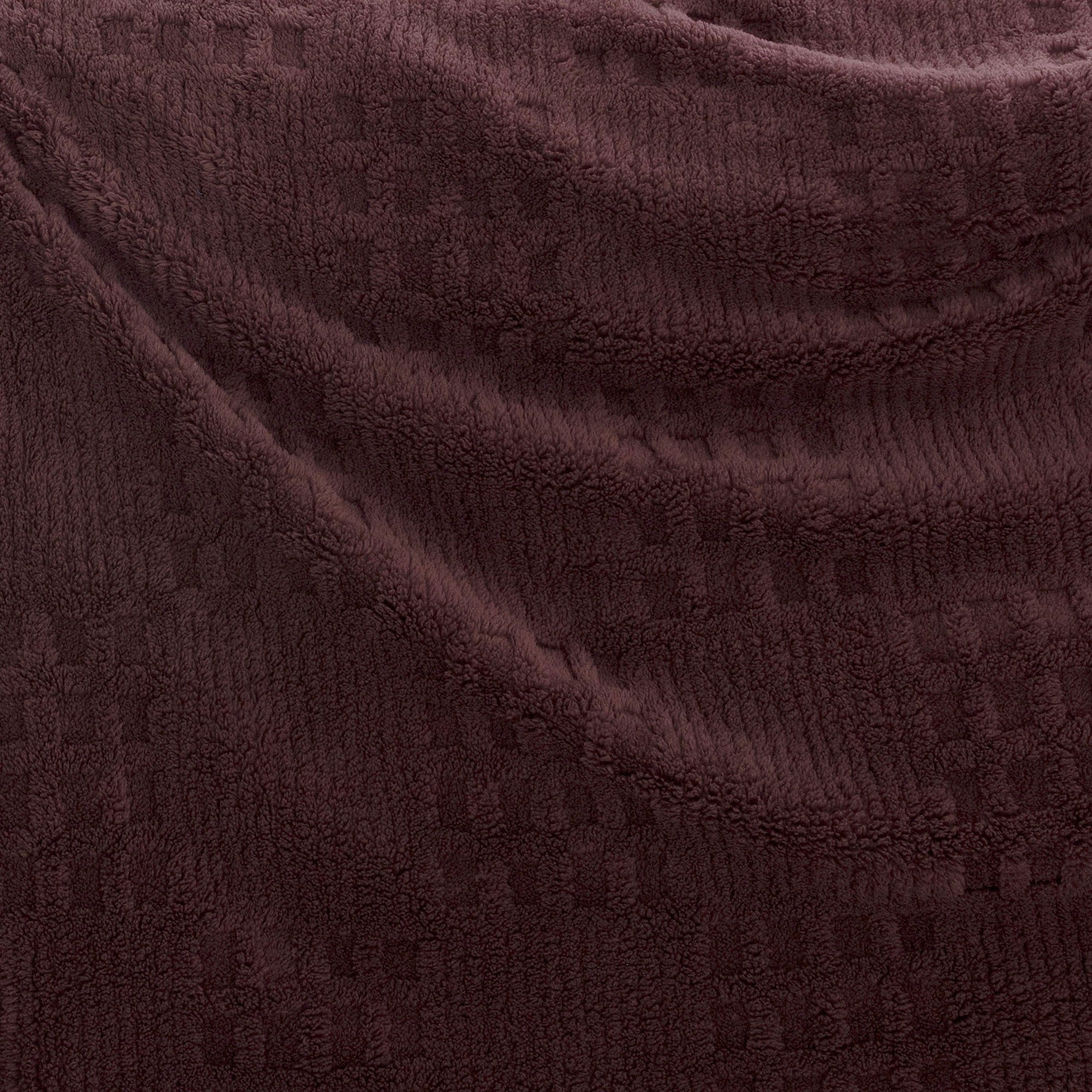 2 Bambury Lattice Sherpa Plush Fleece Soft Check Pattern Blanket 300gsm Raisin - Double/Queen - Brown, 2 of 2