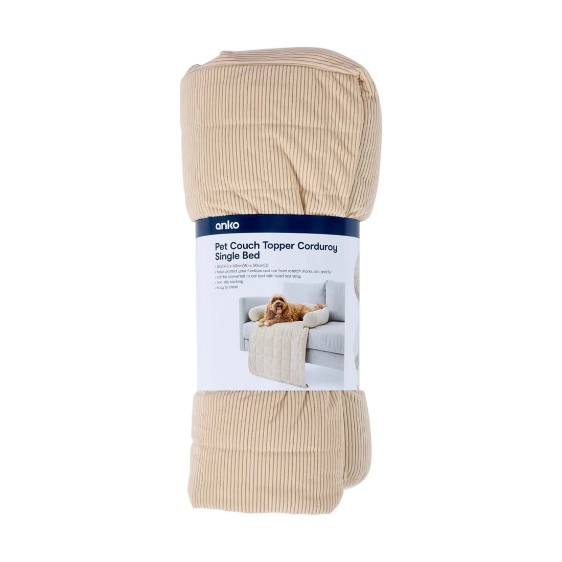 8 Pet Corduroy Couch Topper - Single Bed, Brown, 8 of 8