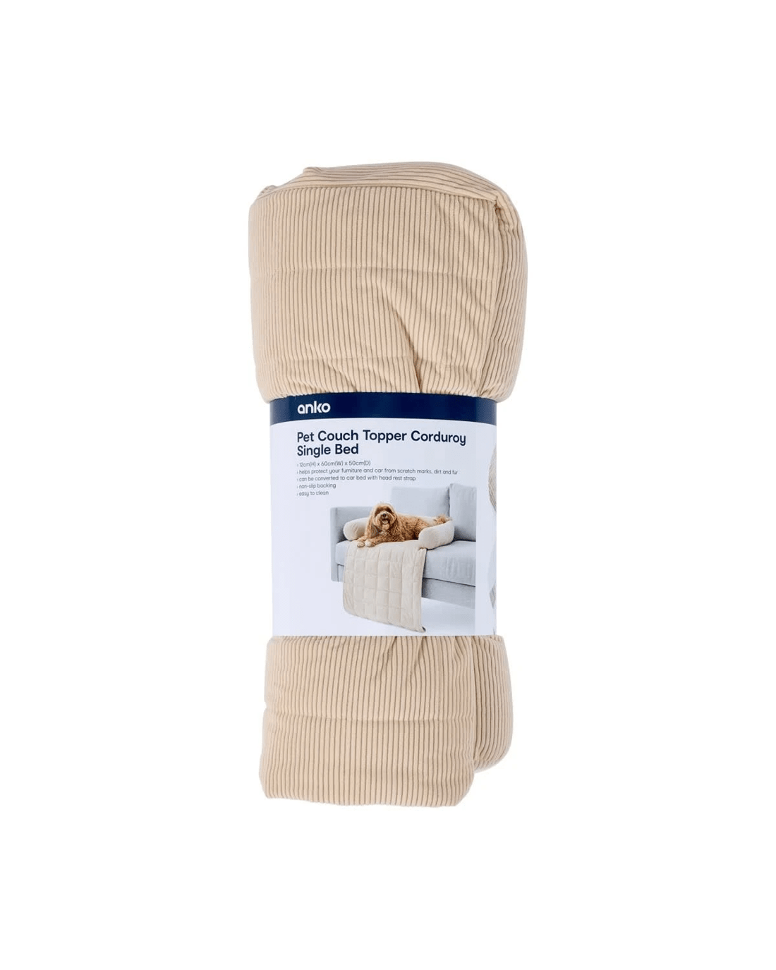 8 Pet Corduroy Couch Topper - Single Bed, Brown, 8 of 8