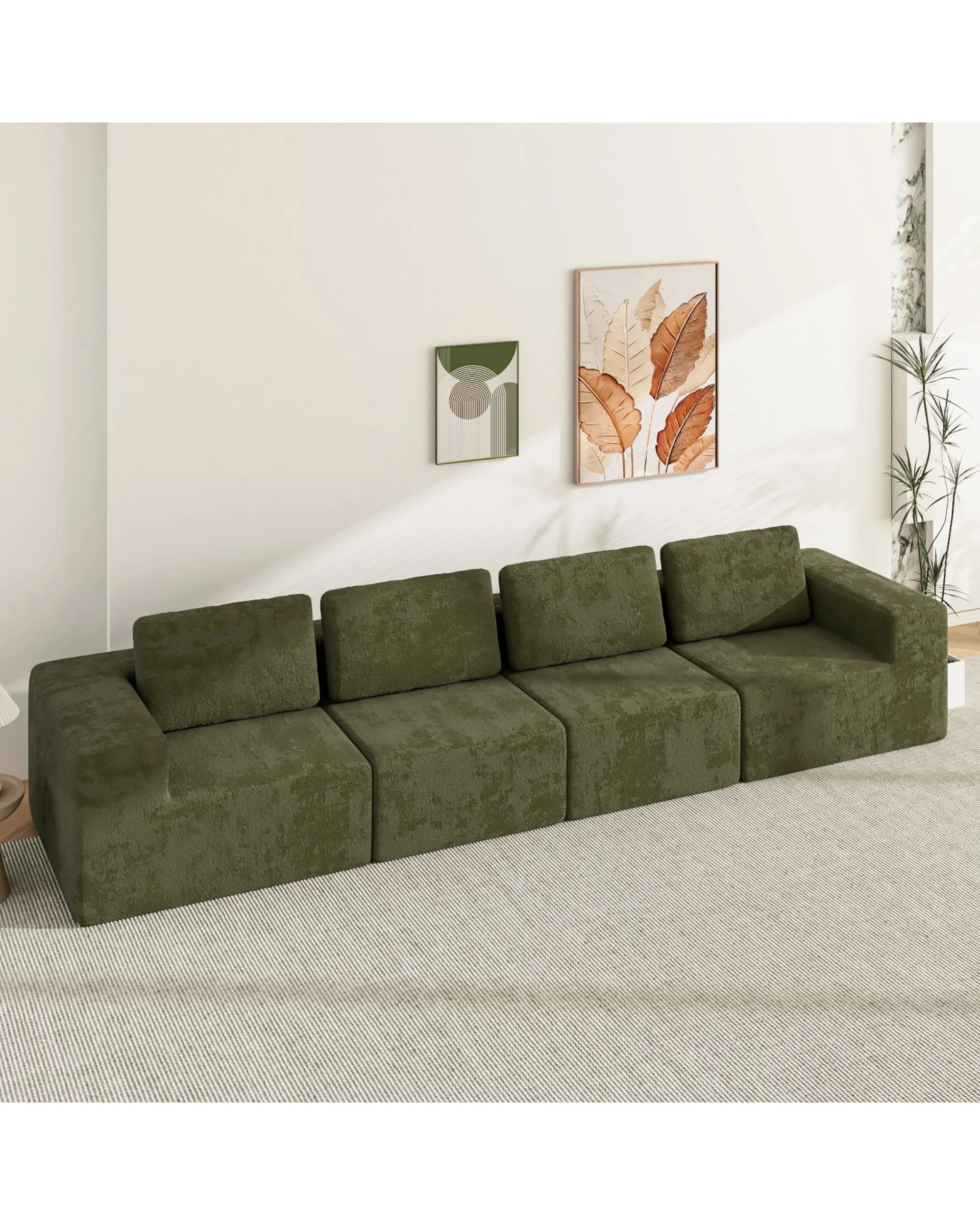 9 Advwin 340cm 4 Seater Sofa  Modern Modular Sectional Couch No Assembly  - Green, 9 of 10