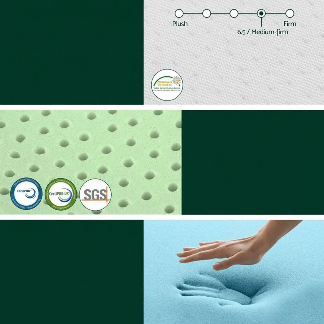 5 Giselle 20cm Memory Foam Mattress Green Tea King - King Bed - White, 5 of 5