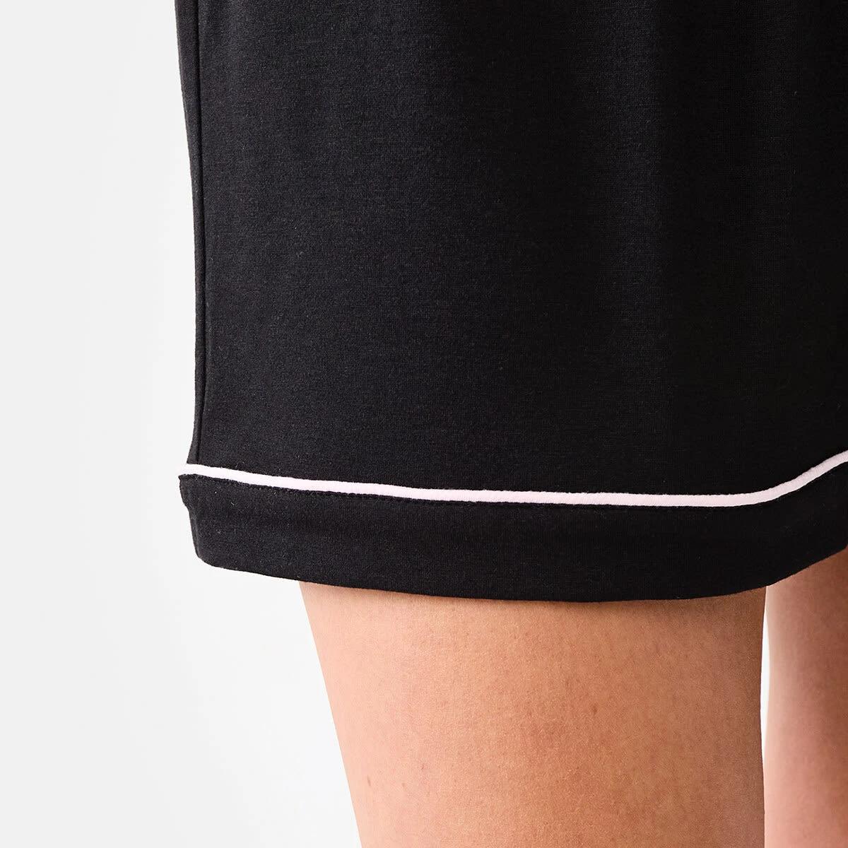 7 Short Sleeve Top and Shorts Comfort Pyjama Set BLACK, 7 of 8