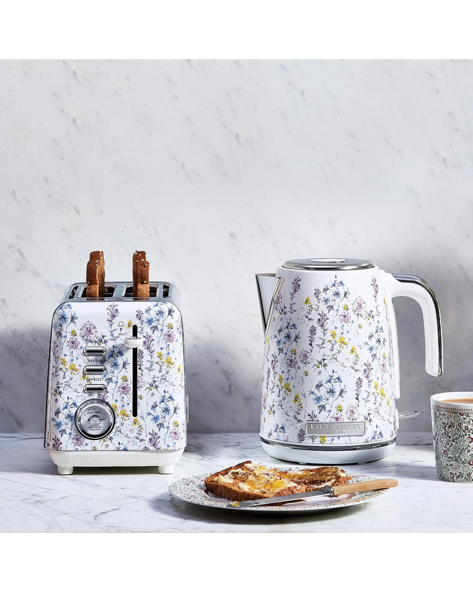 2 Laura Ashley 1.7L Jug Electric Kettle And 2 Slice Toaster Combo Wild Meadow, 2 of 8