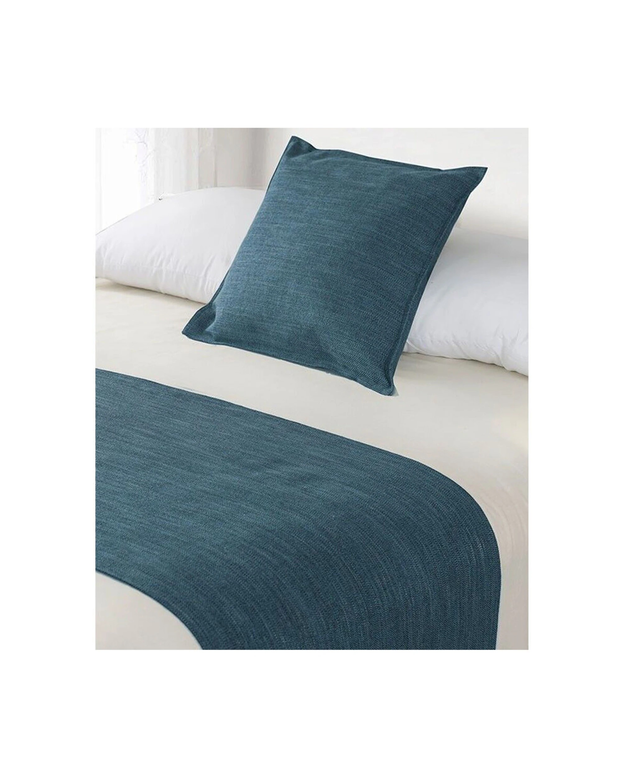 3 Jason Commercial Square Linen Look Bed Cushion Marine 2PK 44x44cm - Blue, 3 of 4