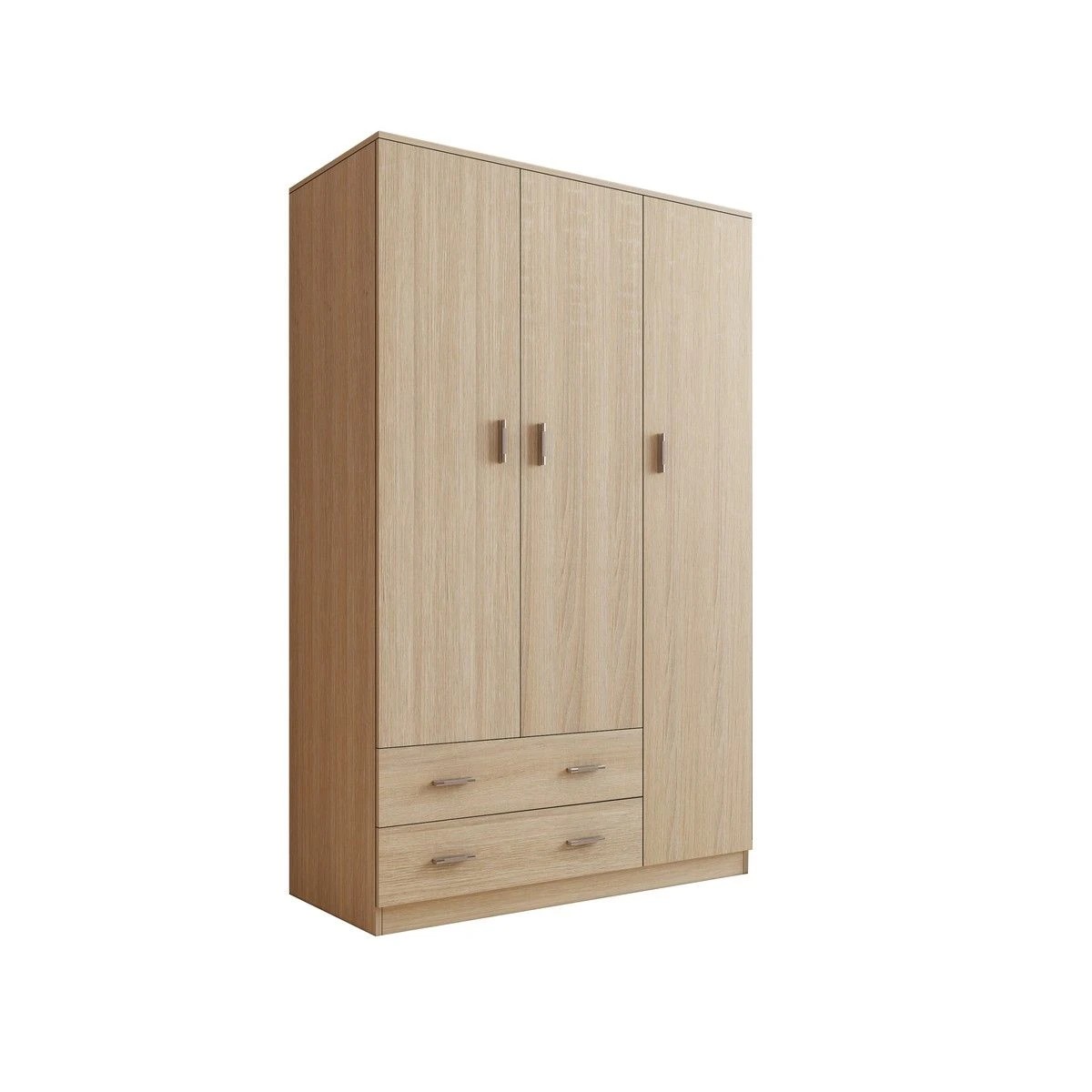 1 Ausway Wood Oak Wardrobe Cabinet Storage Organiser 3 Doors 2 Drawers, 1 of 7