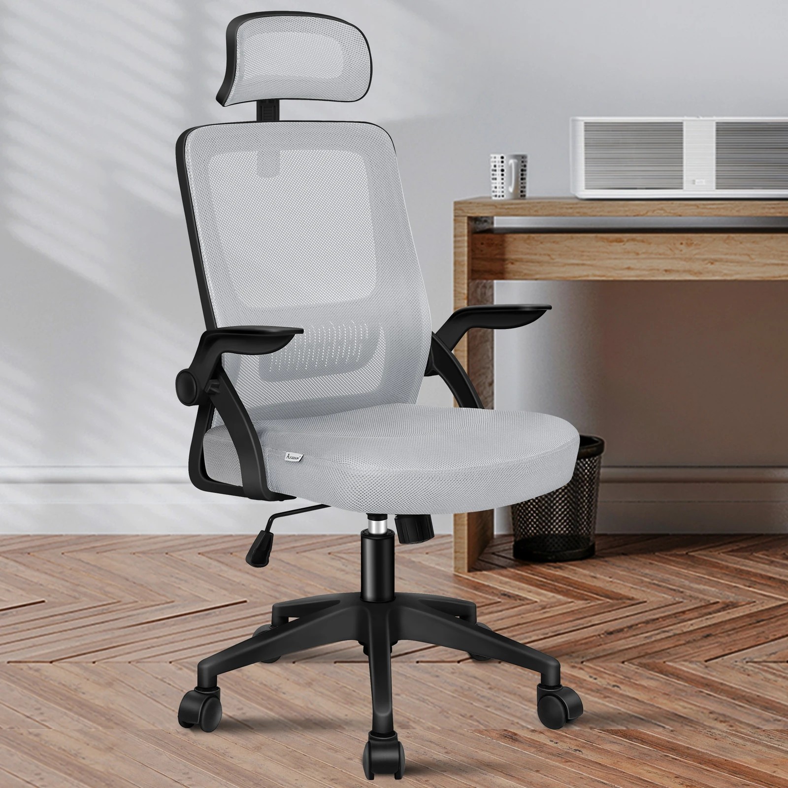 9 Alfordson Mesh Office Chair Executive Seat Tilt Fabric Gaming Racing Computer - Light Grey, 9 of 9