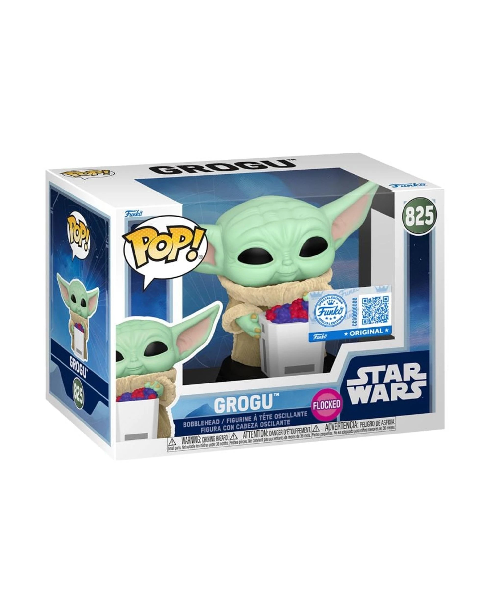 3 Star Wars The Mandalorian and Grogu: Grogu with Food Bobblehead Flocked Funko POP! Vinyl, 3 of 3