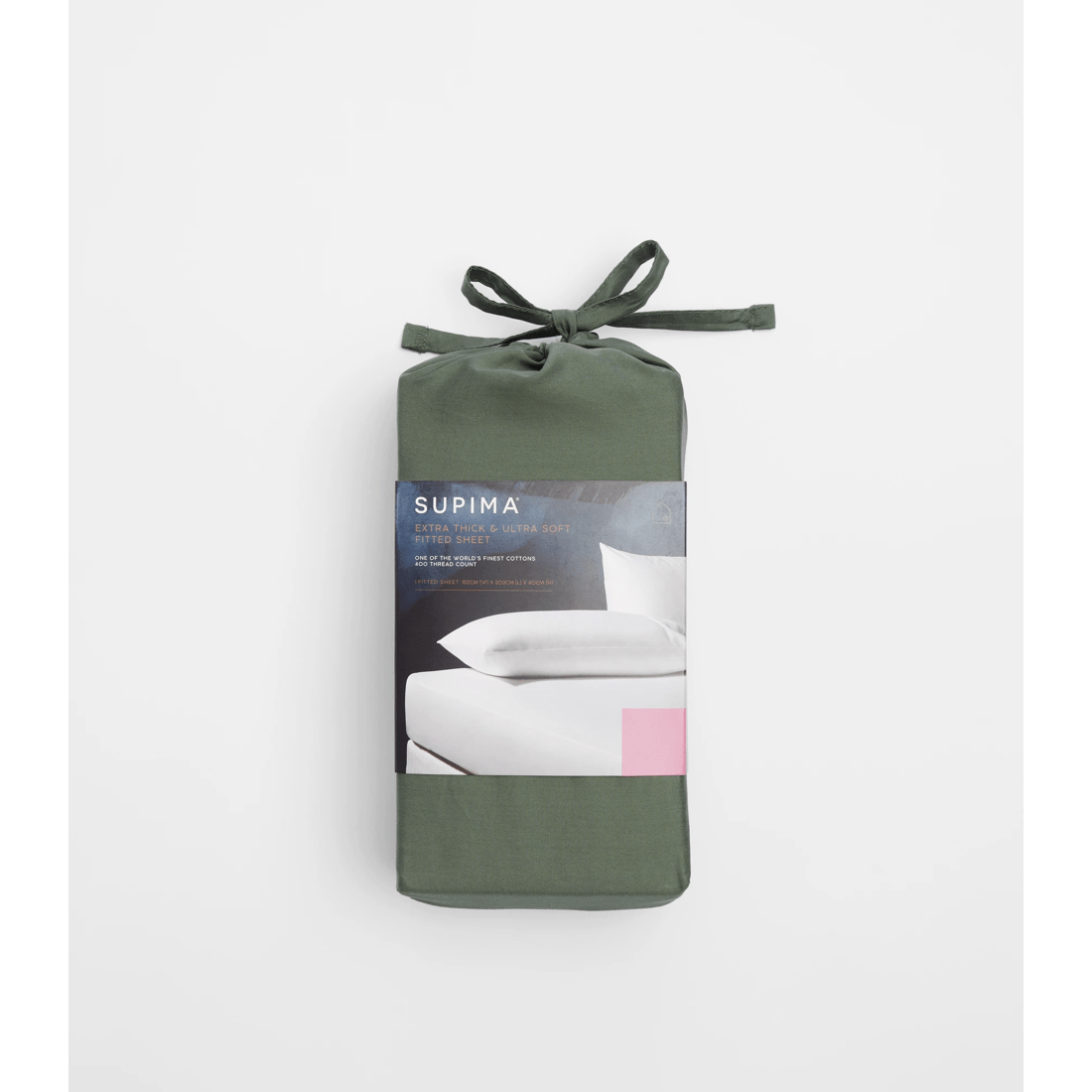 1 Supima 400 Thread Count Cotton Fitted Sheet
 - Double Bed
 - Green, 1 of 2