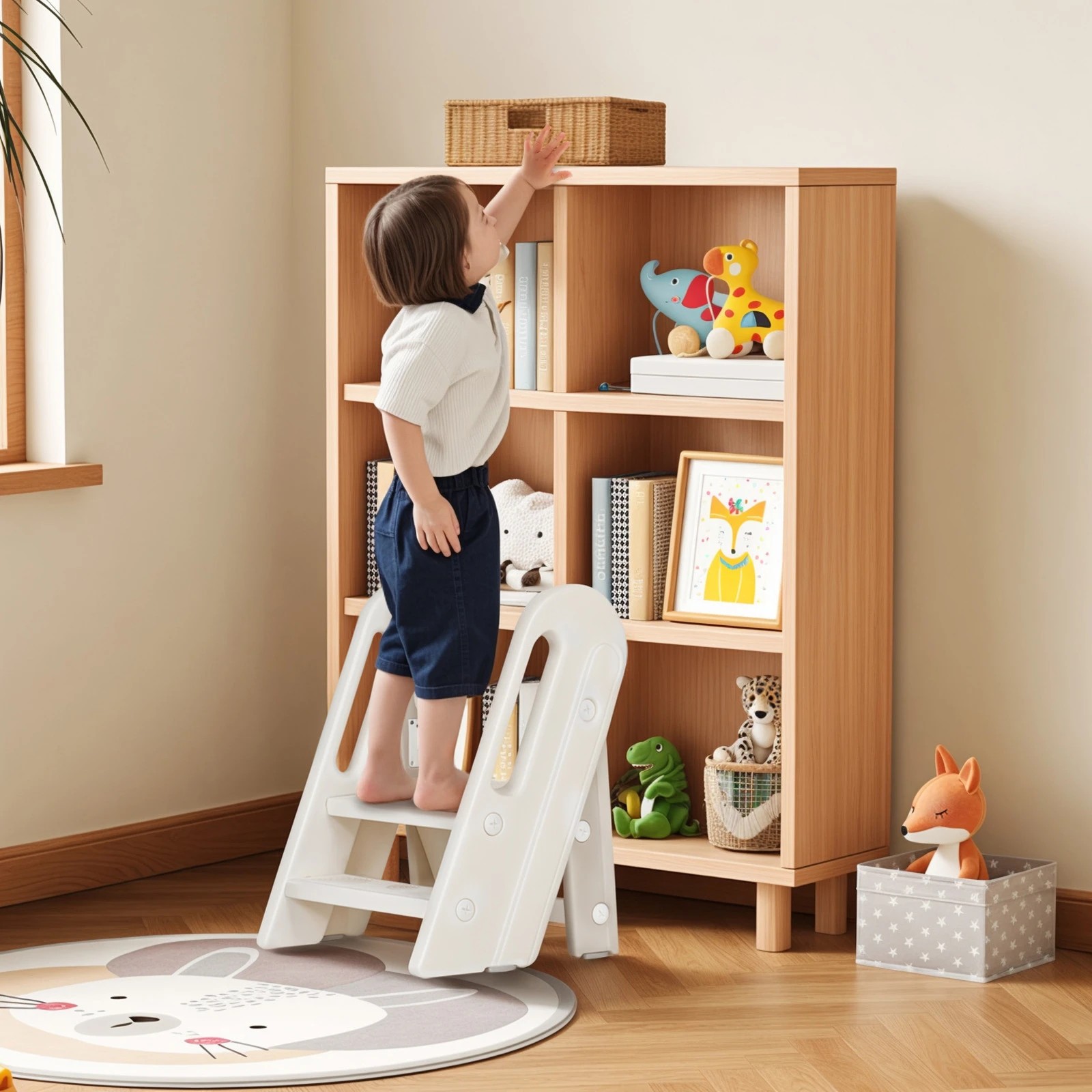 7 Advwin Foldable Toddler Step Stool for Bathroom Sink and Potty Training, 2-3 Tiers Kitchen Counter Stool Helper, 7 of 9
