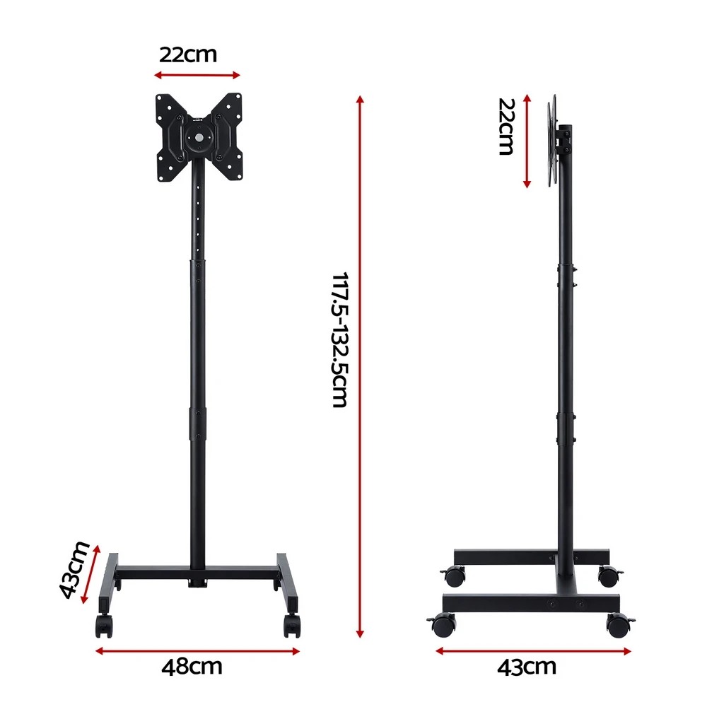 3 Artiss TV Stand 13-50" Universal Mobile Adjustable Height TV Stand with Wheels - Black, 3 of 5