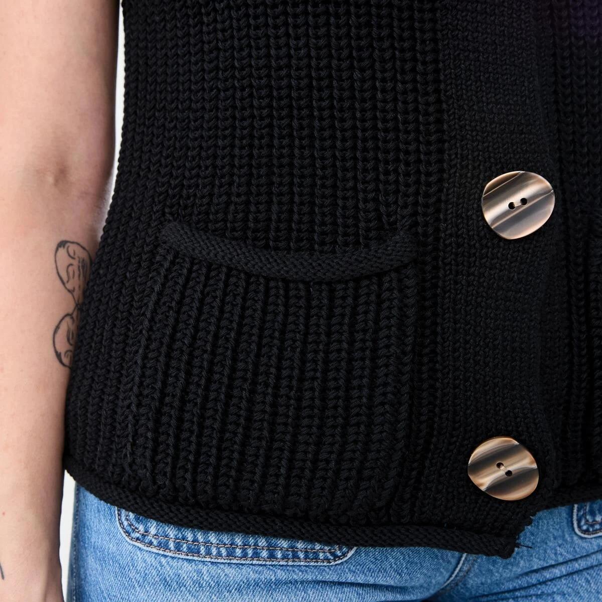 6 Fisherman Rib Vest BLACK, 6 of 6