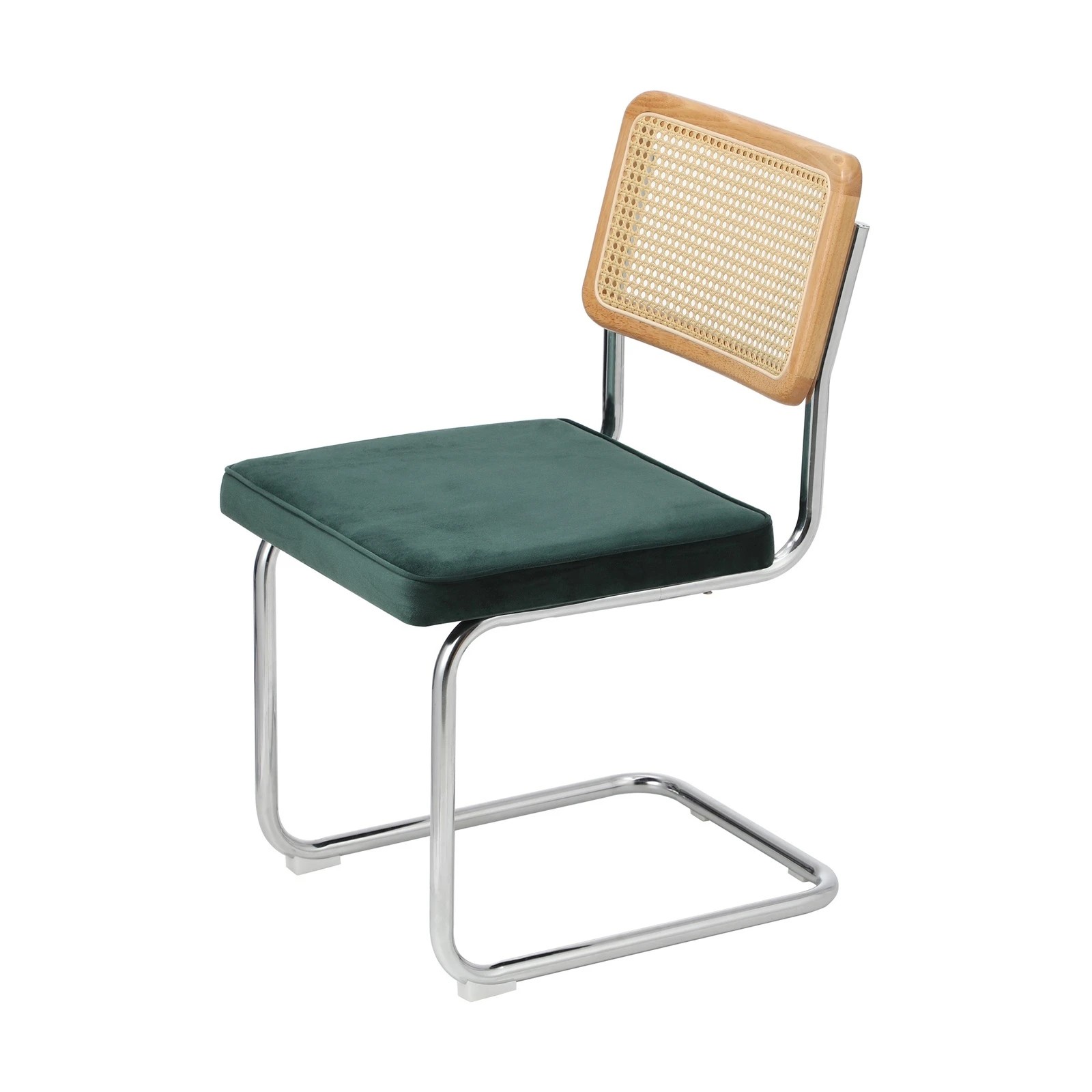 6 Oikiture 4x Rattan Dining Chair Cesca Replica Cantilever Velvet Padded - Green, 6 of 9