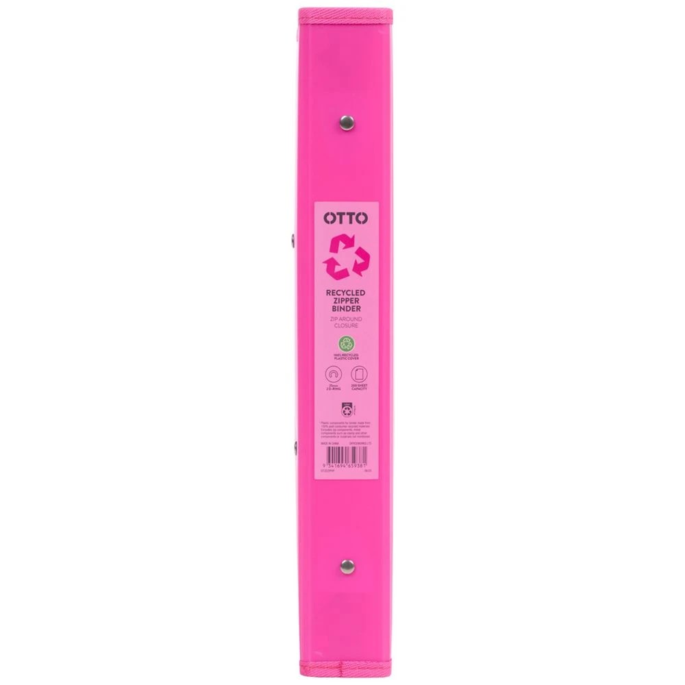 2 Otto A4 Recycled 2 D-Ring Zipper Binder Hot Pink, 2 of 5