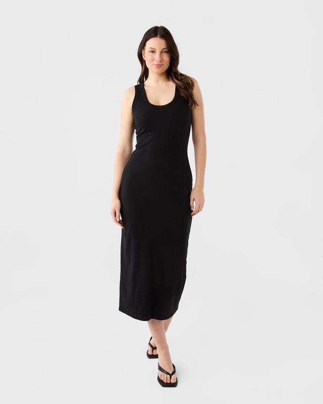 Sleeveless Padded Rib Scoop Midi D