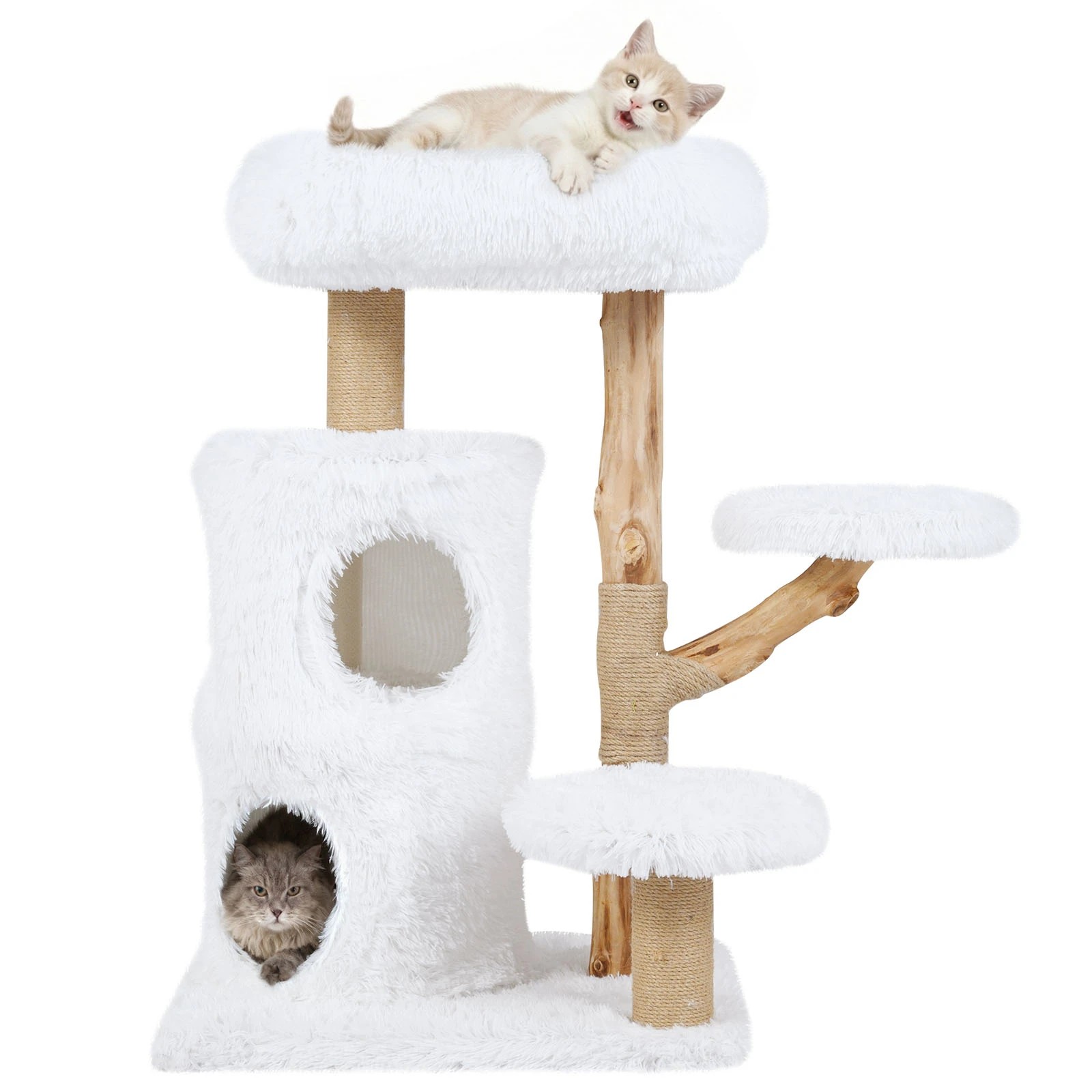 5 Costway 93cm Modern Cat Tree w/Real Wood Branches Pet Kitty Activity Center, 5 of 5