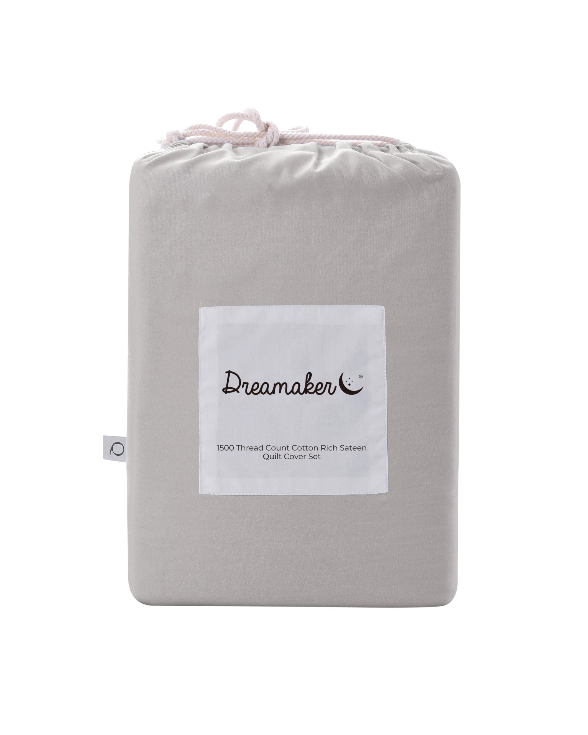 7 Dreamaker 1500TC Cotton Rich Sateen Quilt Cover Set - King Bed - Dove Grey, 7 of 7