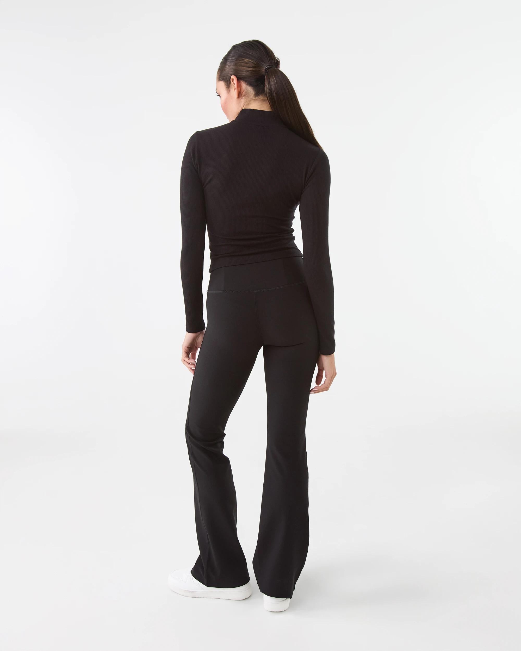 4 Active Womens Ribbed Zip Through Long Sleeve Top Black, 4 of 8