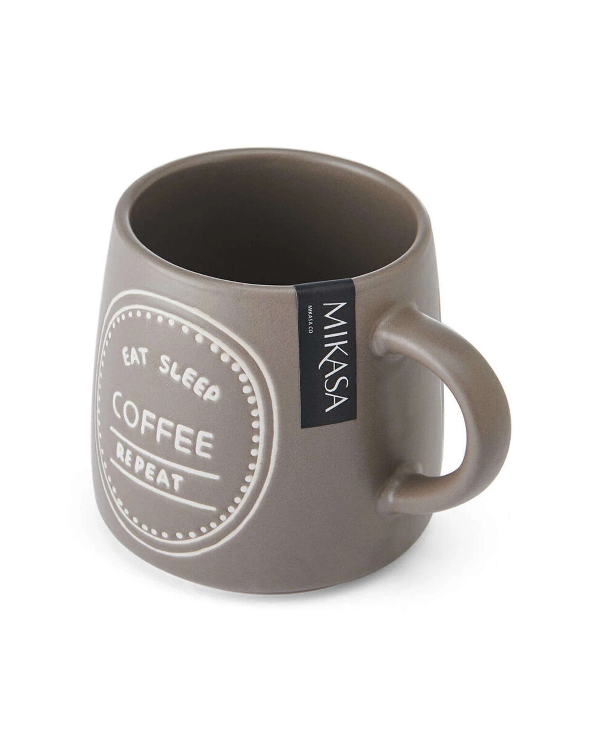 2 Mikasa 4PK Eat Sleep Coffee Repeat Coffee Mug Cup Stoneware 400ml - Brown, 2 of 8