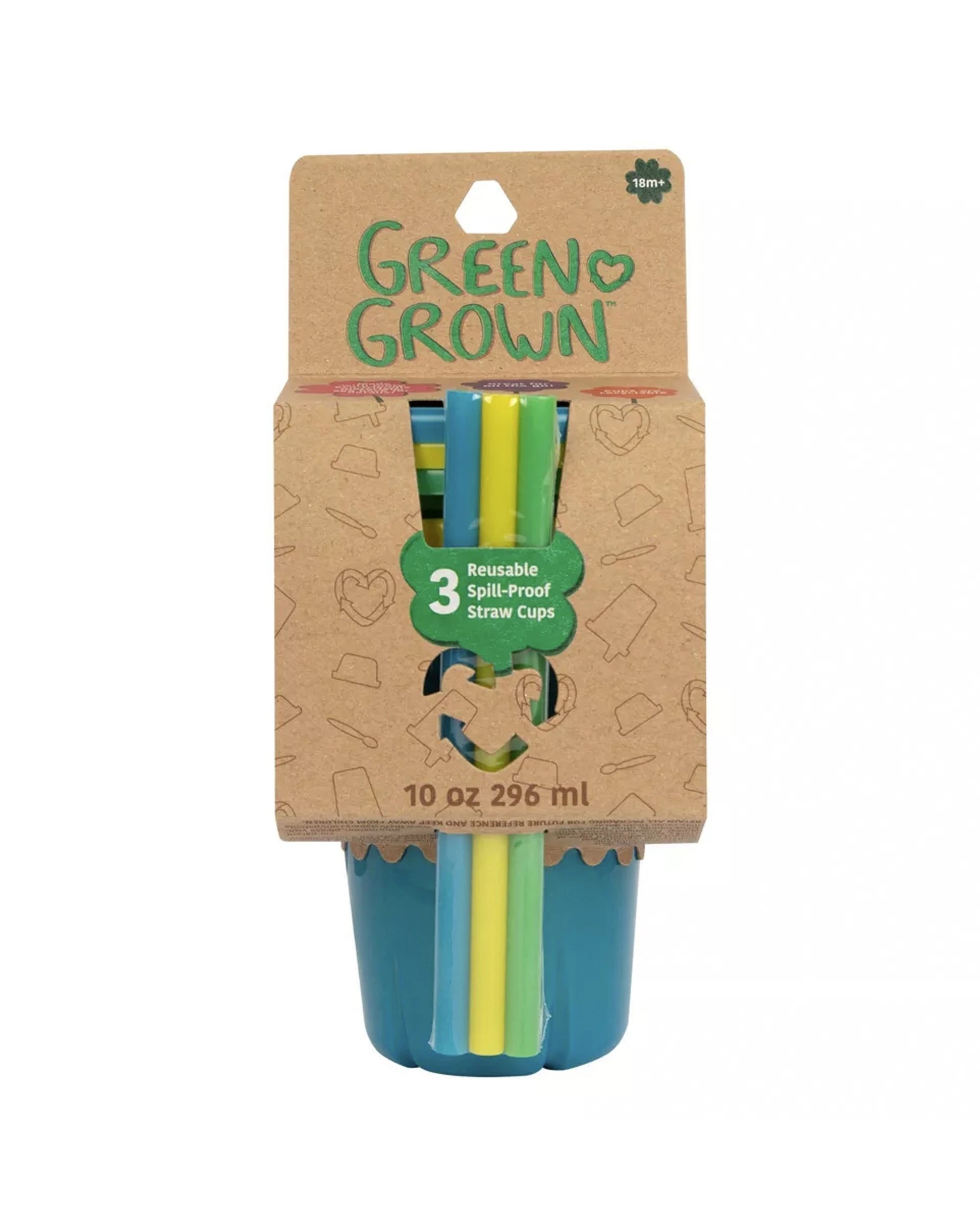 7 Green Grown 2x 3pc Straw Cups Nursery Kids Drinking Sippy Cups 296ml - Multi, 7 of 7