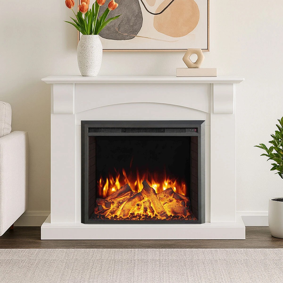 2 Moda Living Ascot Electric Fireplace Heater White Mantel Suite with Starlight Insert - White, 2 of 10