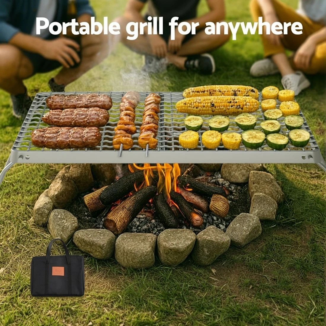 6 Grillz Portable BBQ Grill  Smoker Foldable Camping Outdoor - Silver, 6 of 6