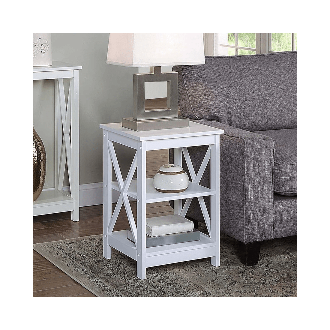 7 Sarantino Orson 2-tier Bedside Table - White, 7 of 8