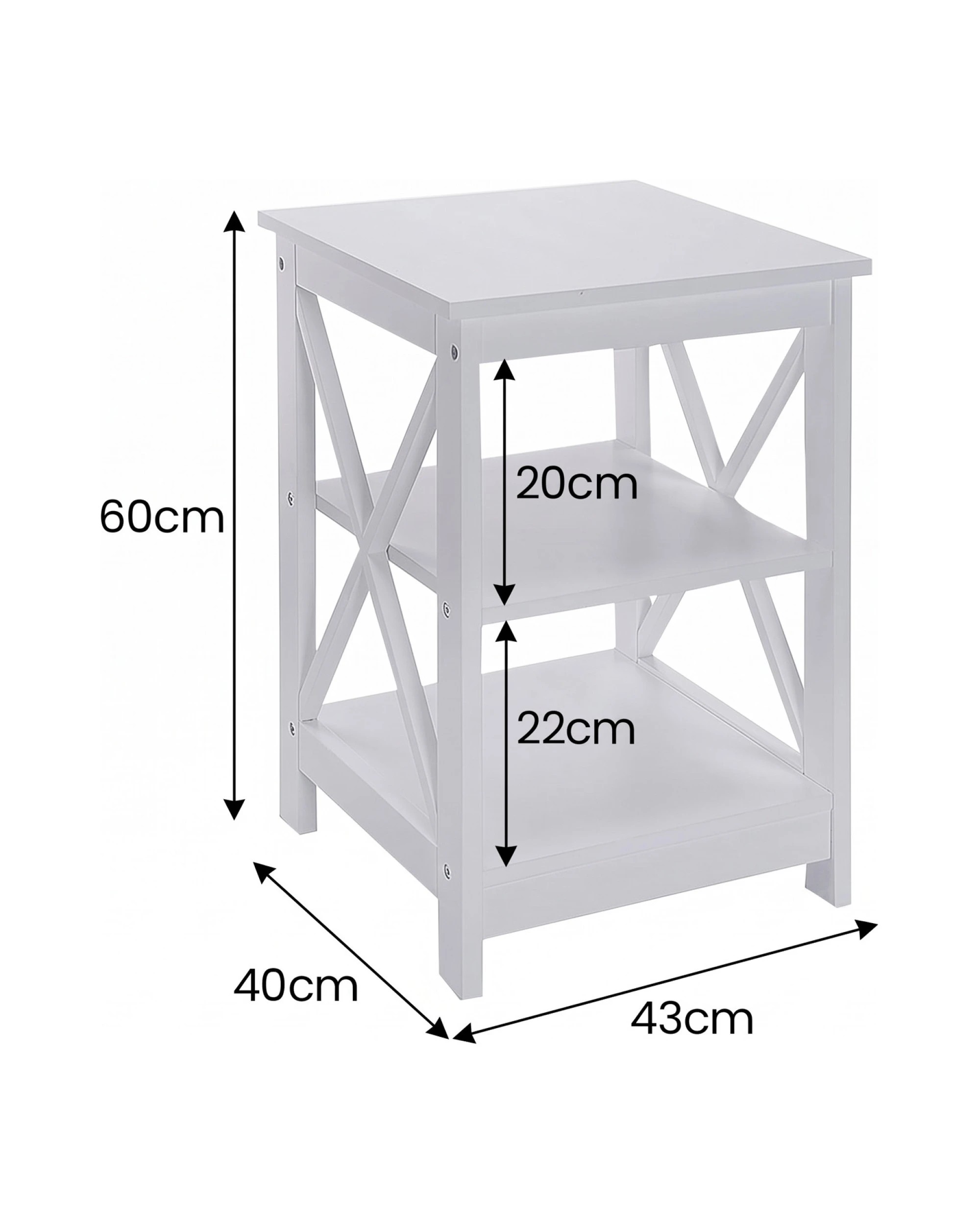 5 Sarantino Orson 2 Tier Bedside Table - White, 5 of 6